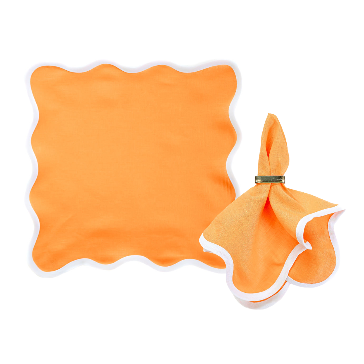 Linen Scalloped Square | Tangerine