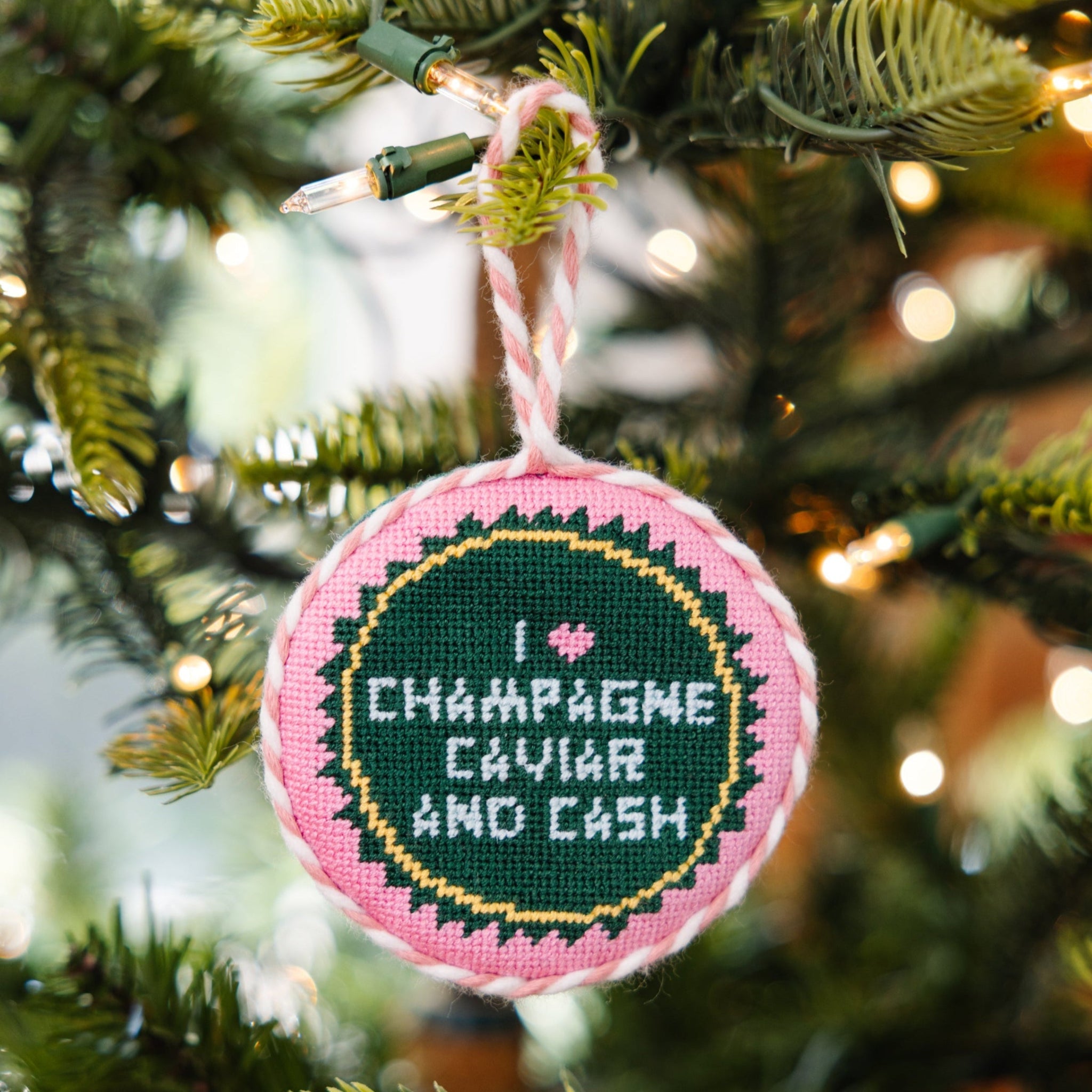 Needlepoint Ornament - Caviar Cash