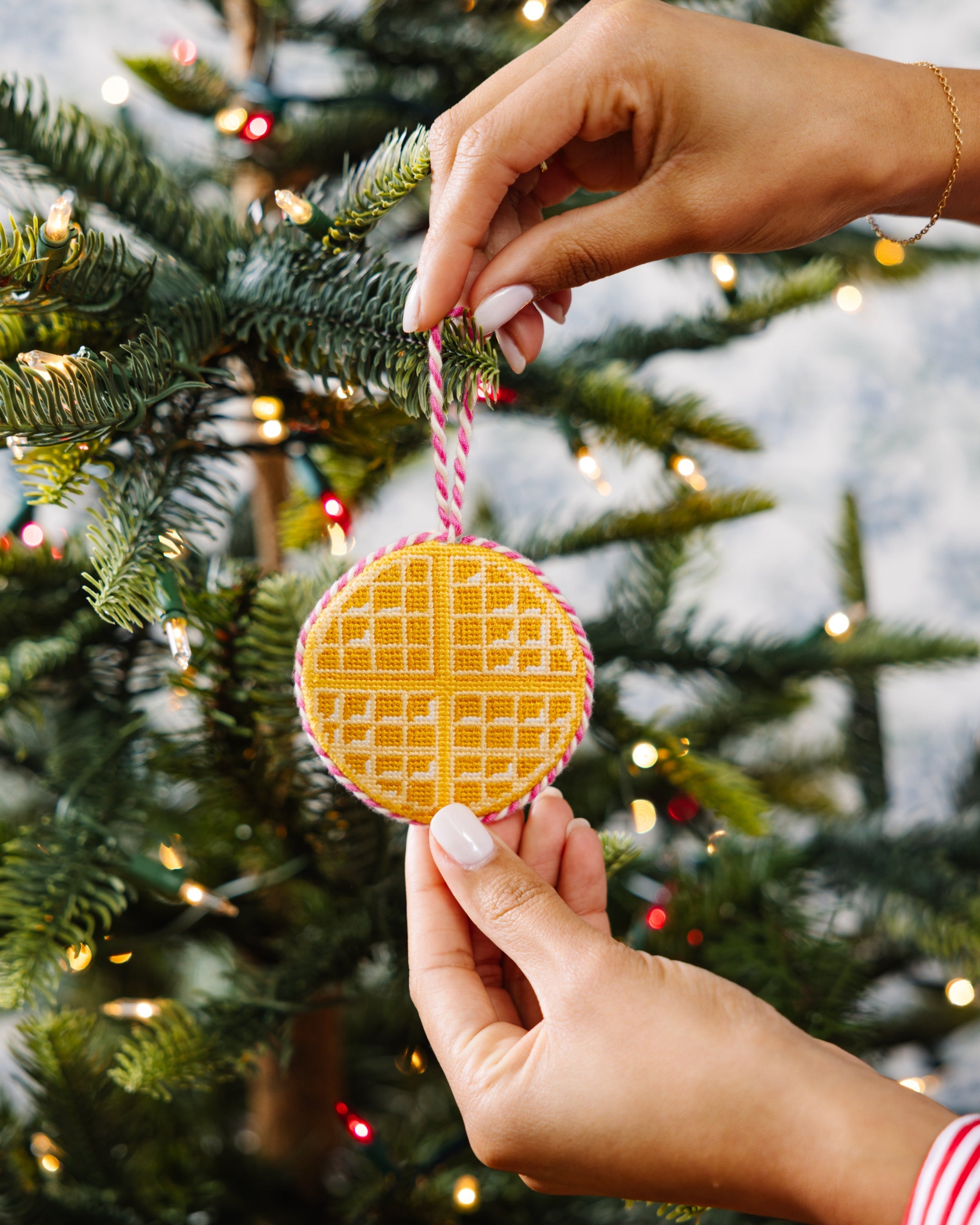 Waffle Needlepoint Icon Ornament