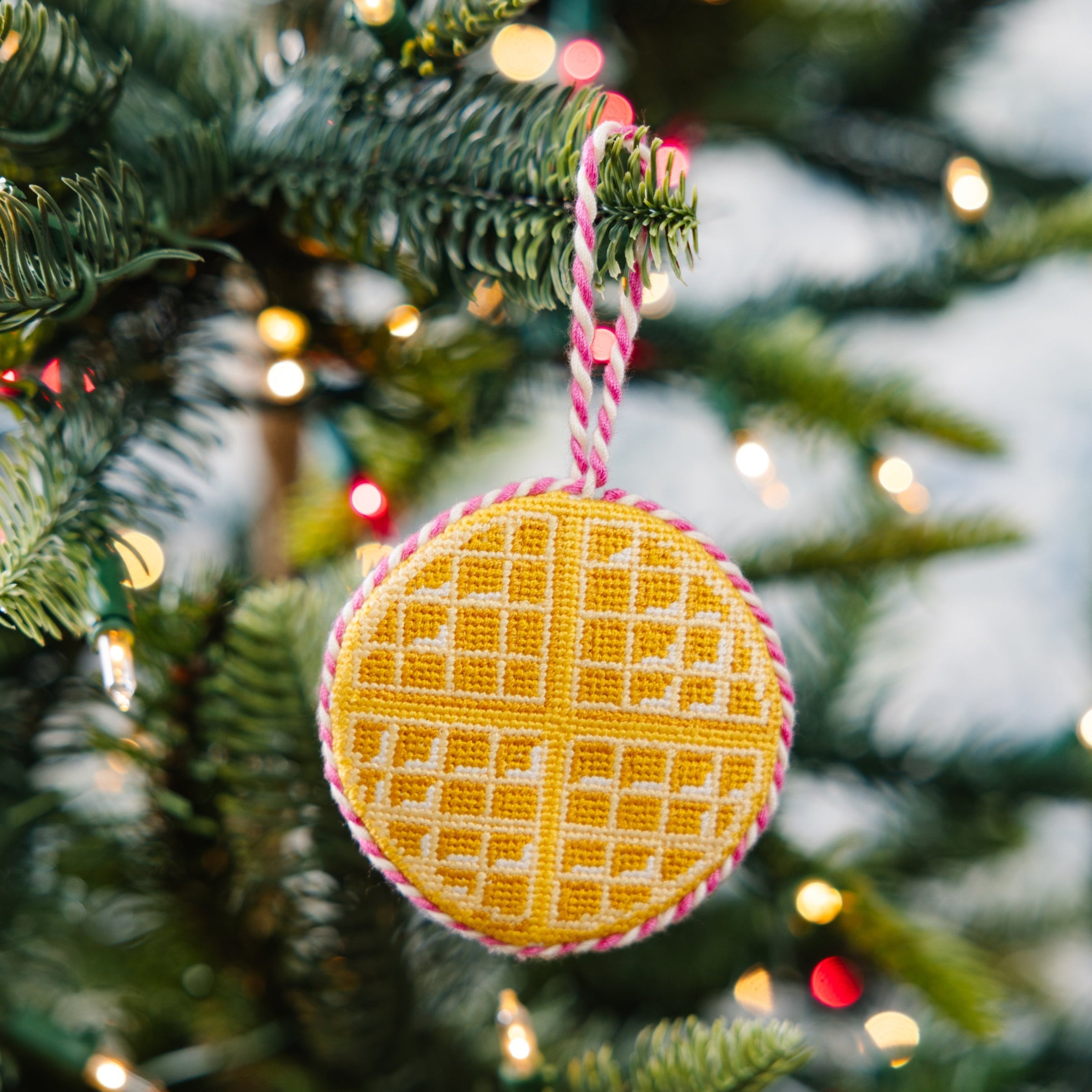 Waffle Needlepoint Icon Ornament