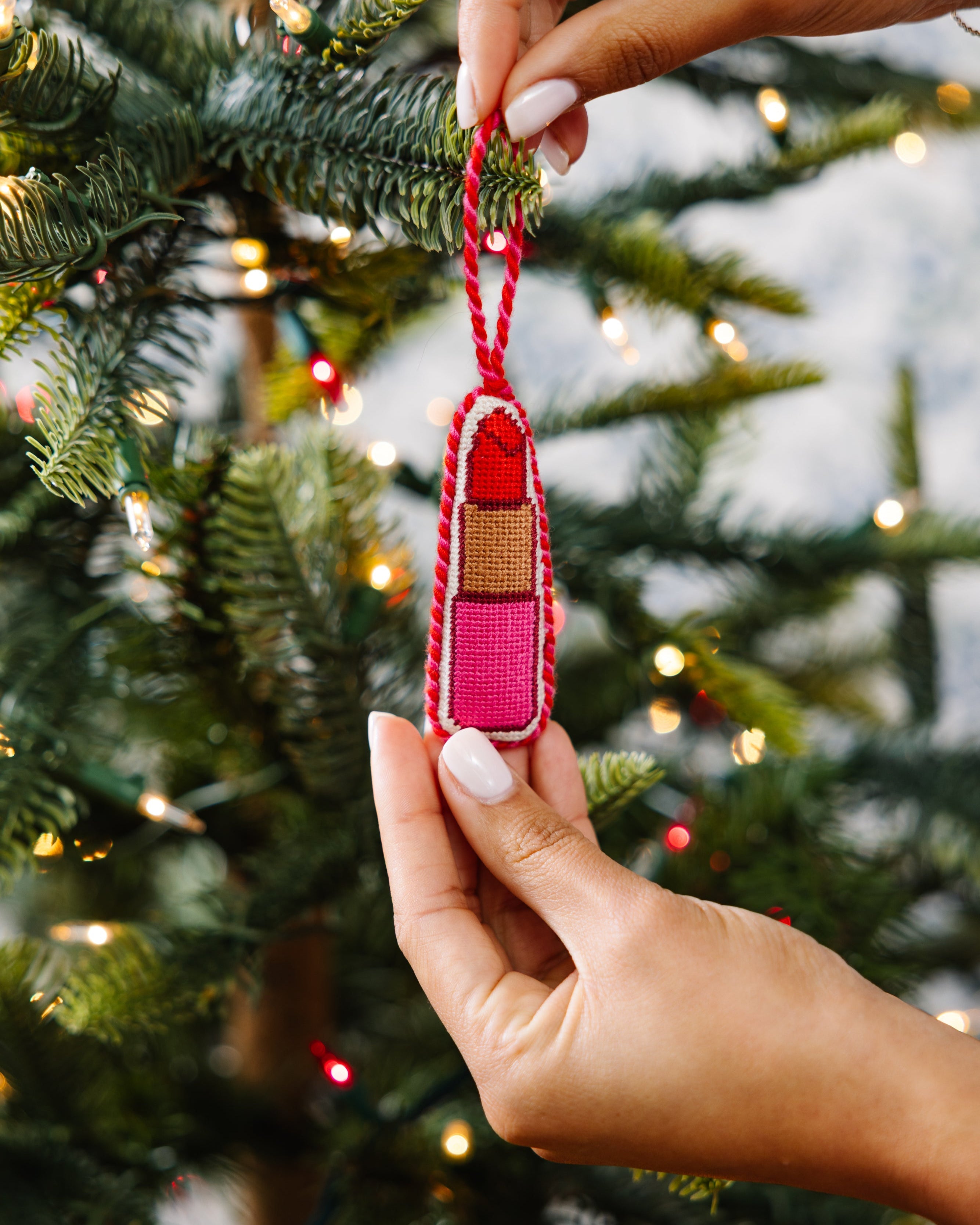 Lipstick Needlepoint Icon Ornament