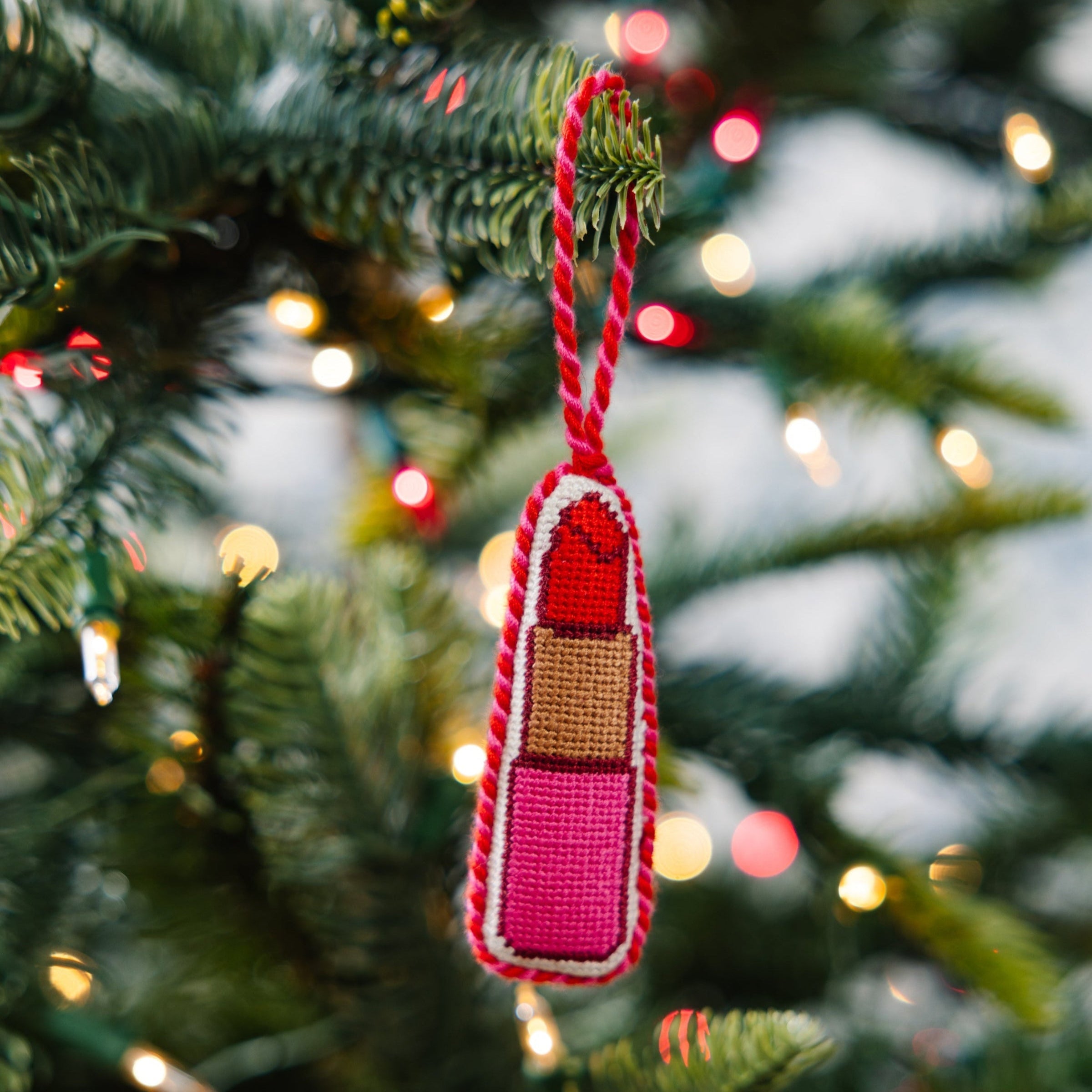 Lipstick Needlepoint Icon Ornament