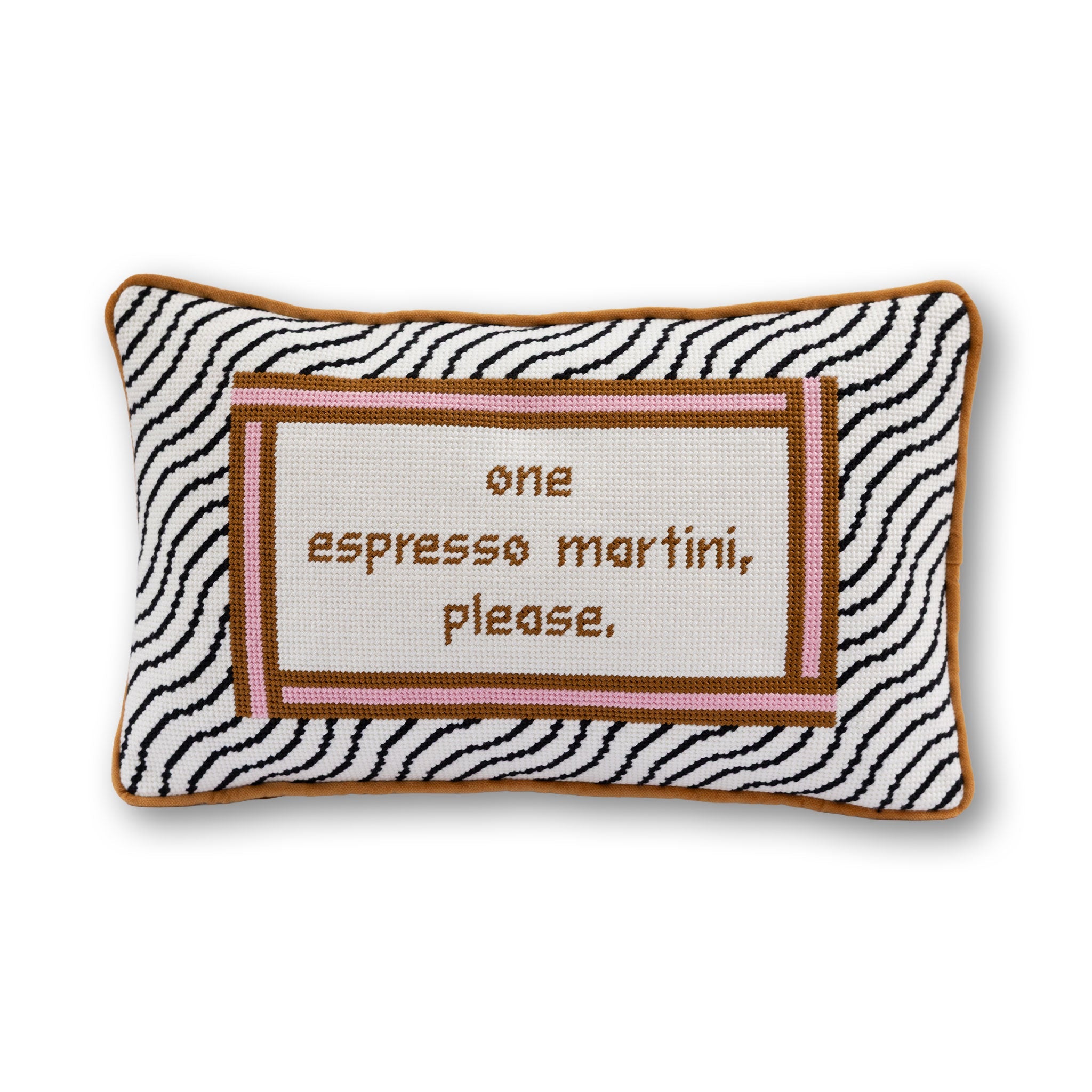 Espresso Martini Needlepoint Pillow