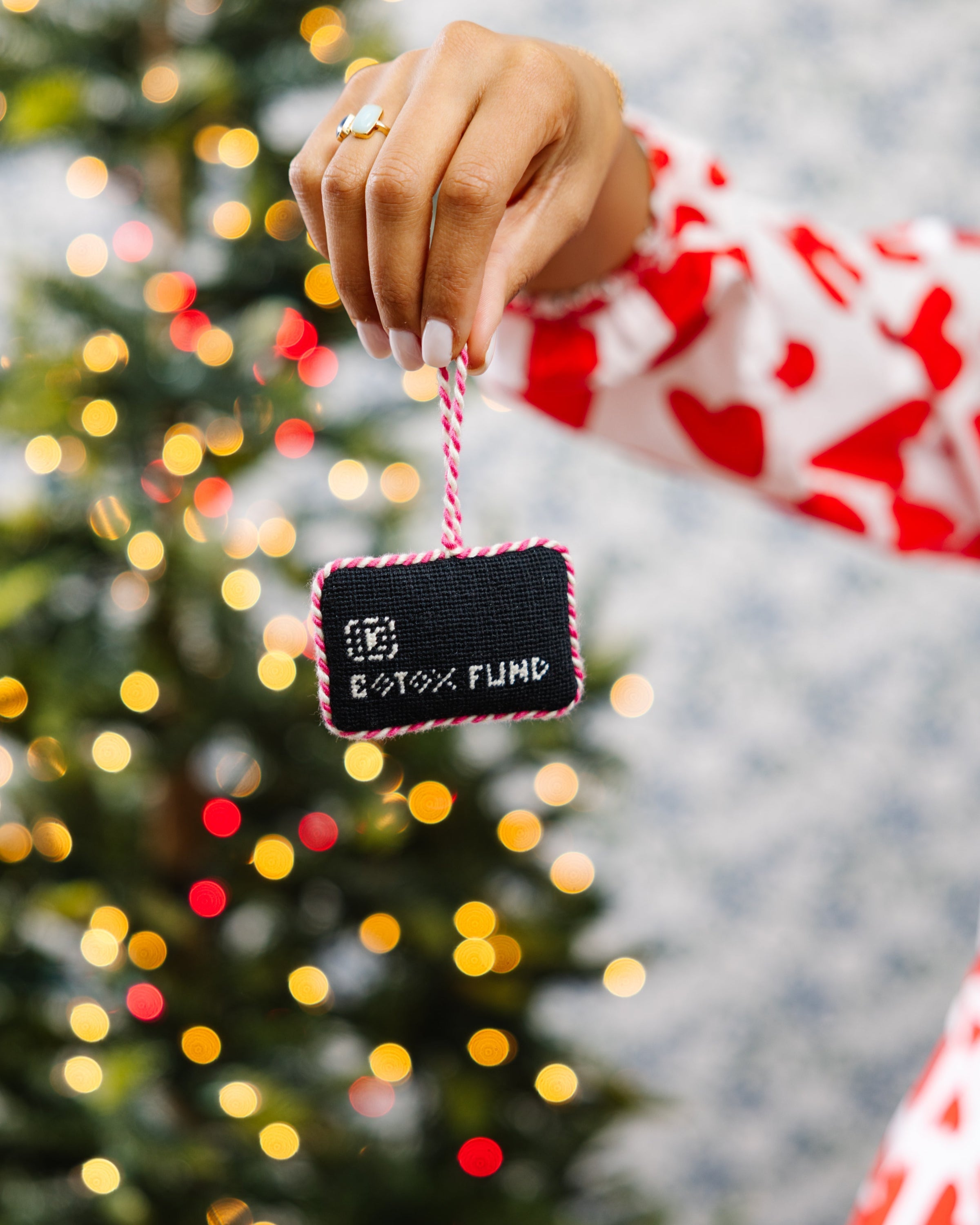 Black Card Needlepoint Icon Ornament