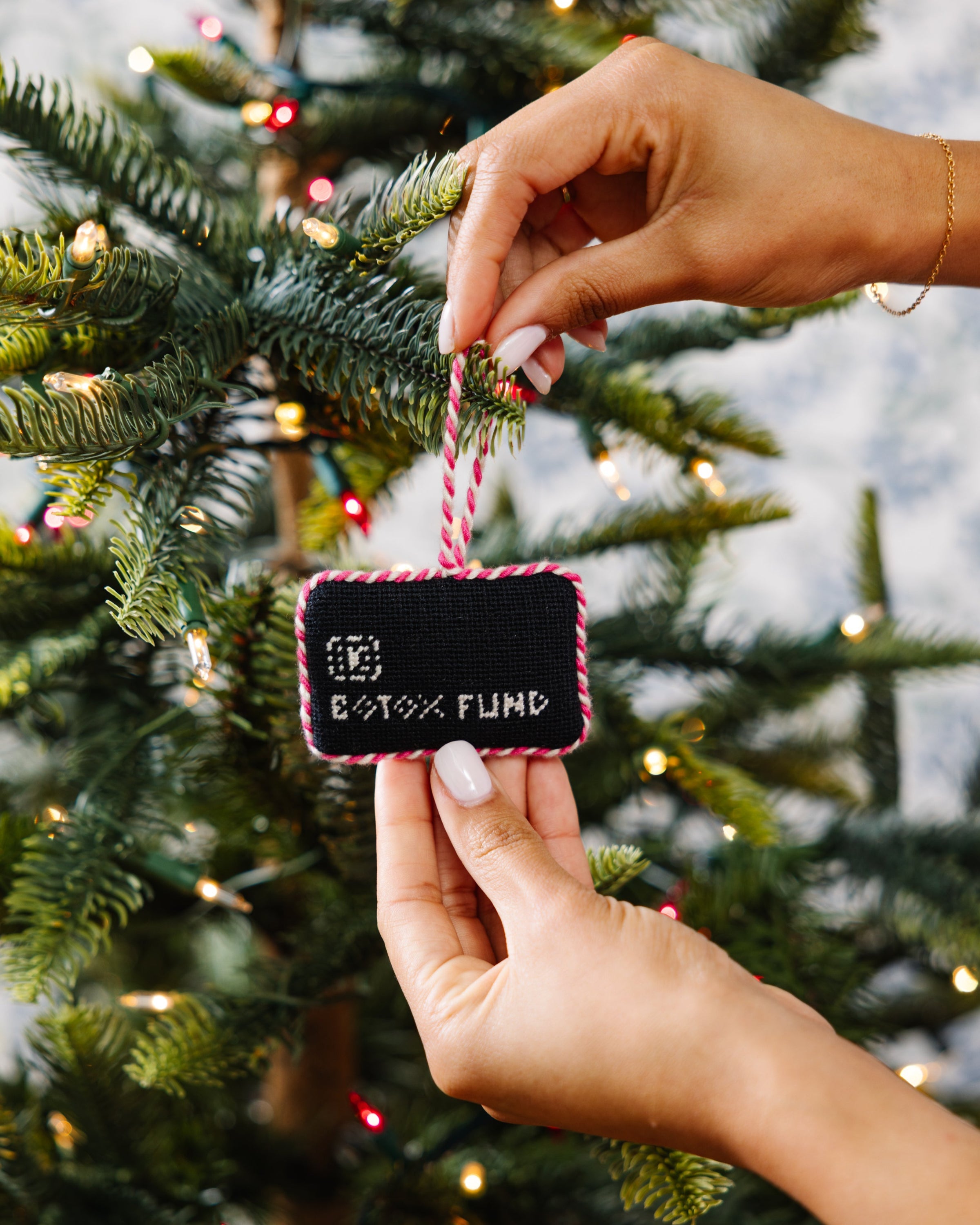 Black Card Needlepoint Icon Ornament