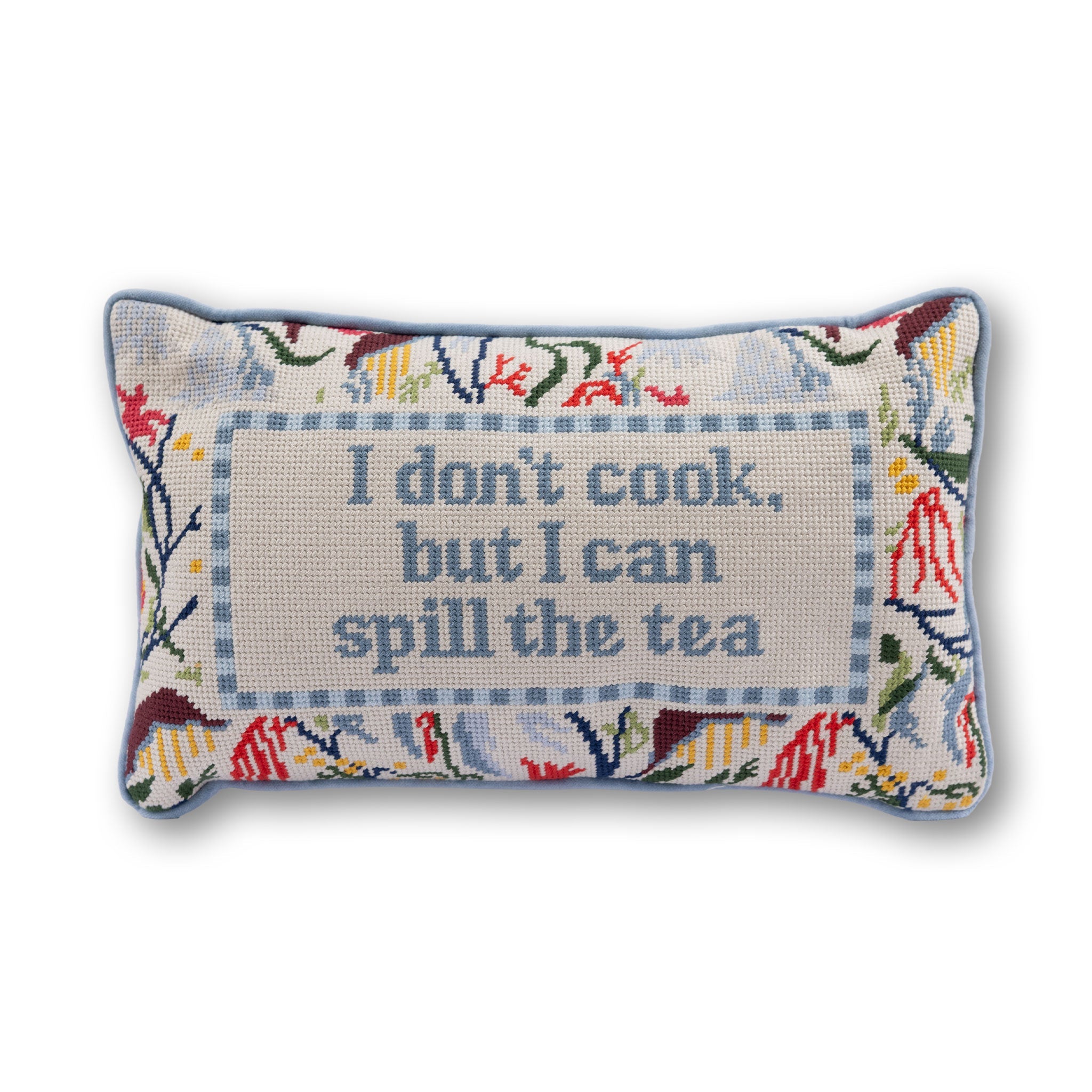 Spill the Tea Needlepoint Pillow