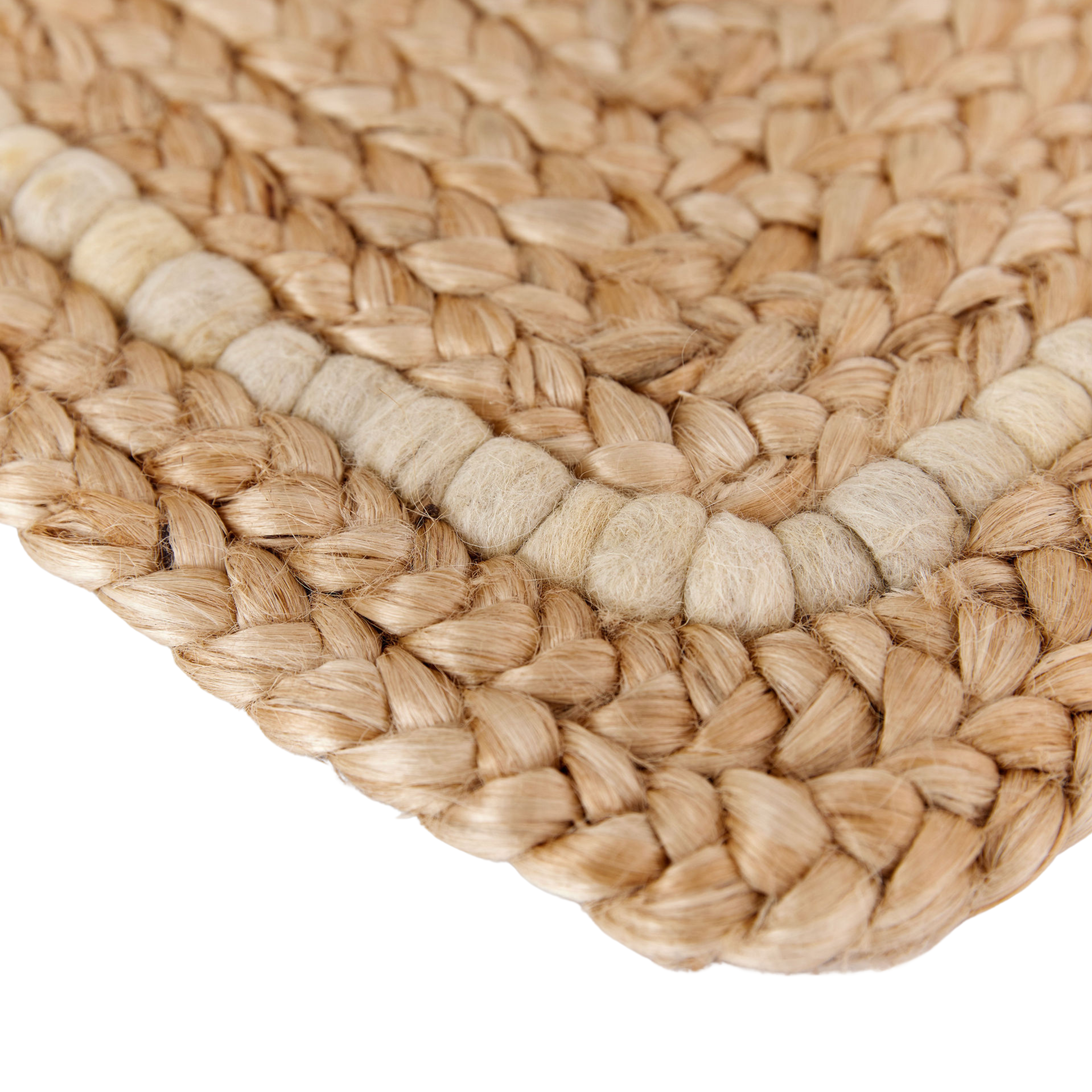 Braided Jute Doormat with Hand-spun Wool Accents