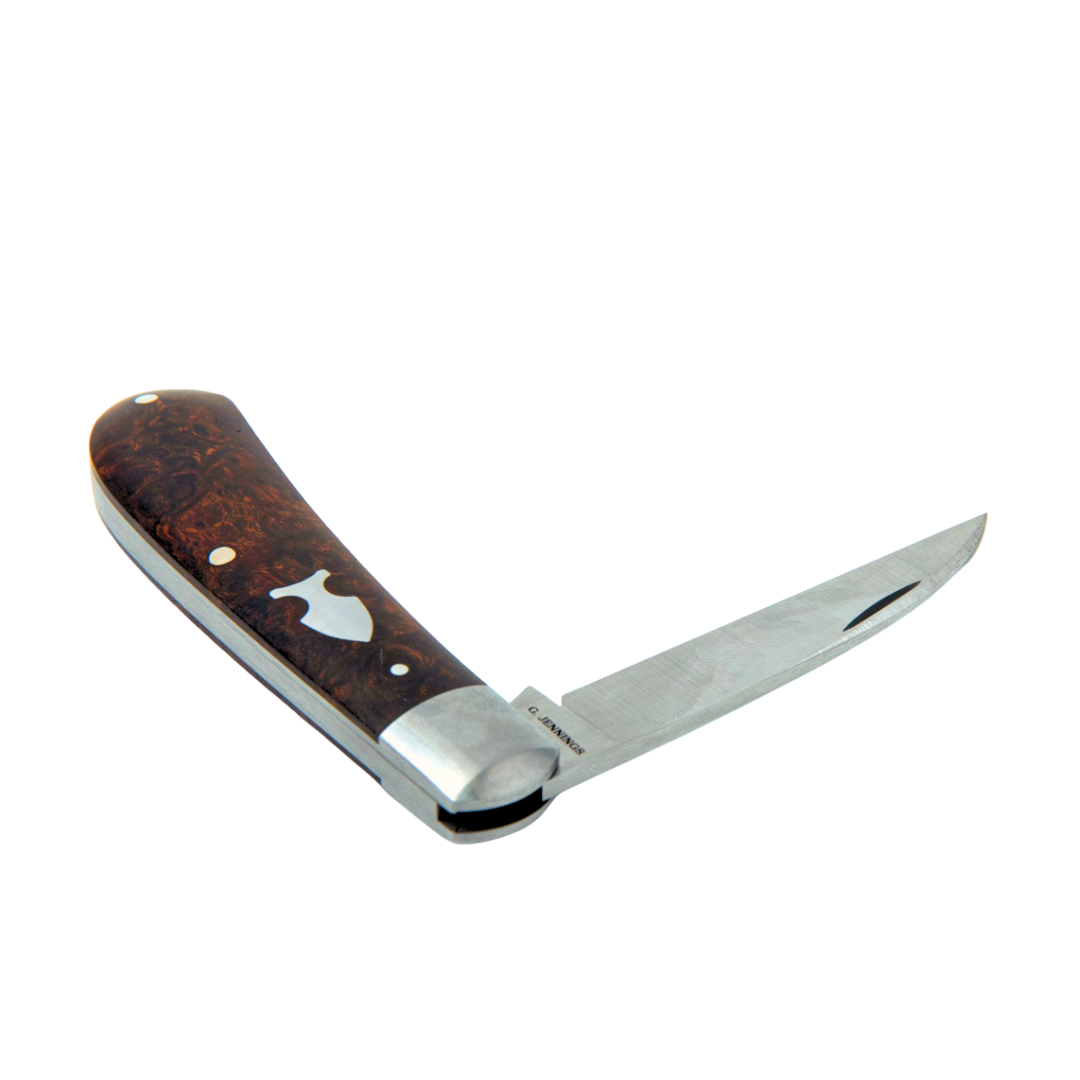 Ironwood Burl Wharncliffe Trapper Knife