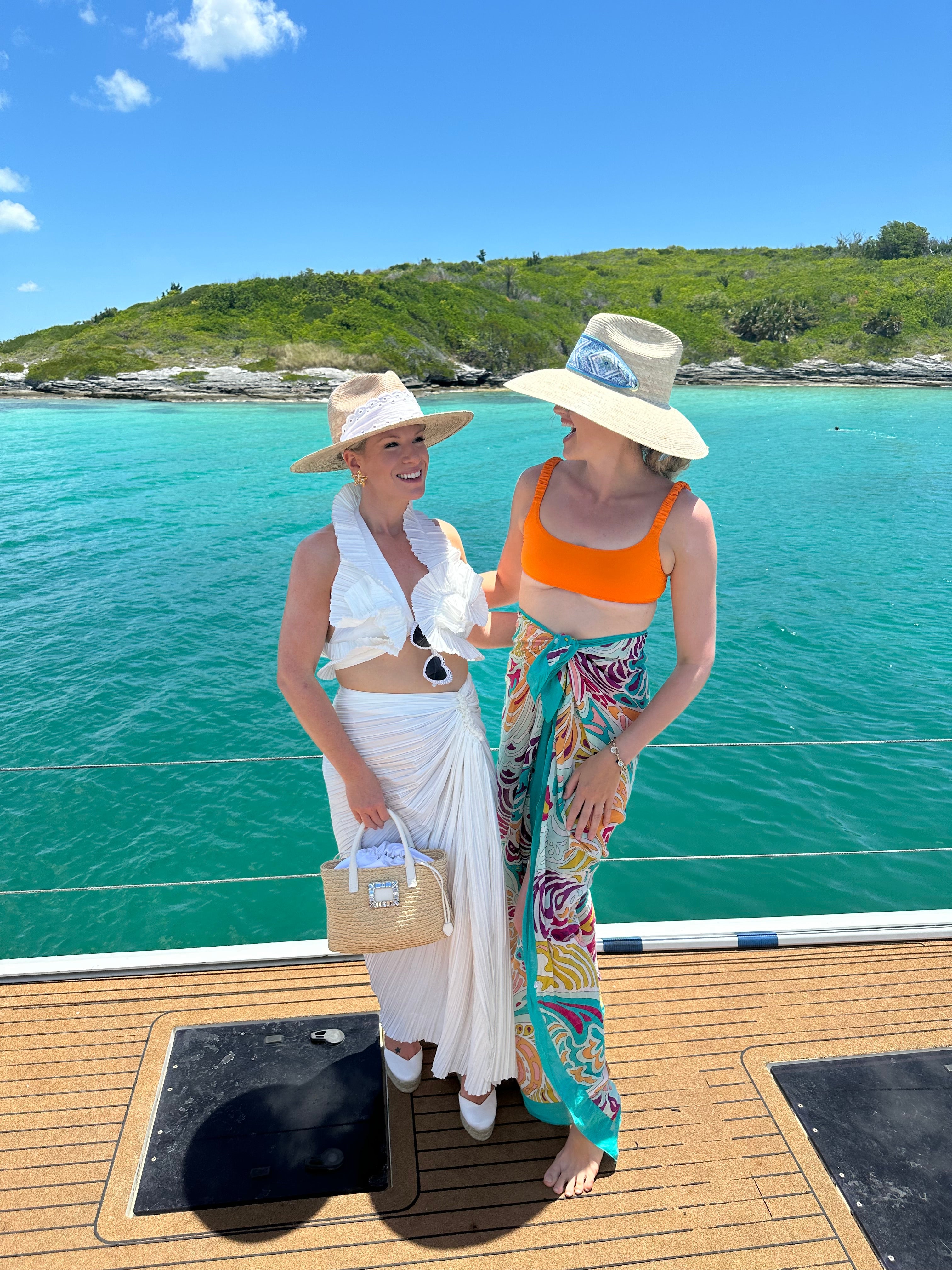 Hollyhock Sun Hat - Pink Pansy Block Print Hat Scarf