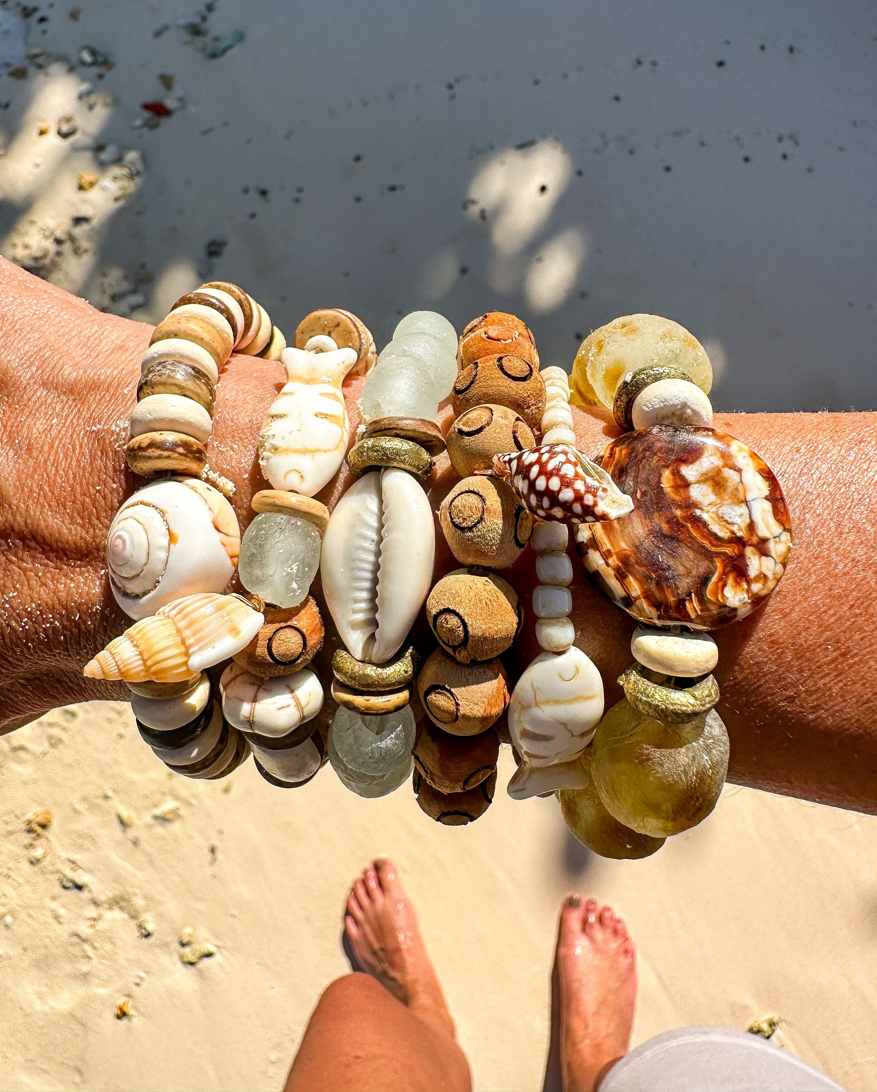 Intricate Stack Bracelet | Mist Cowrie