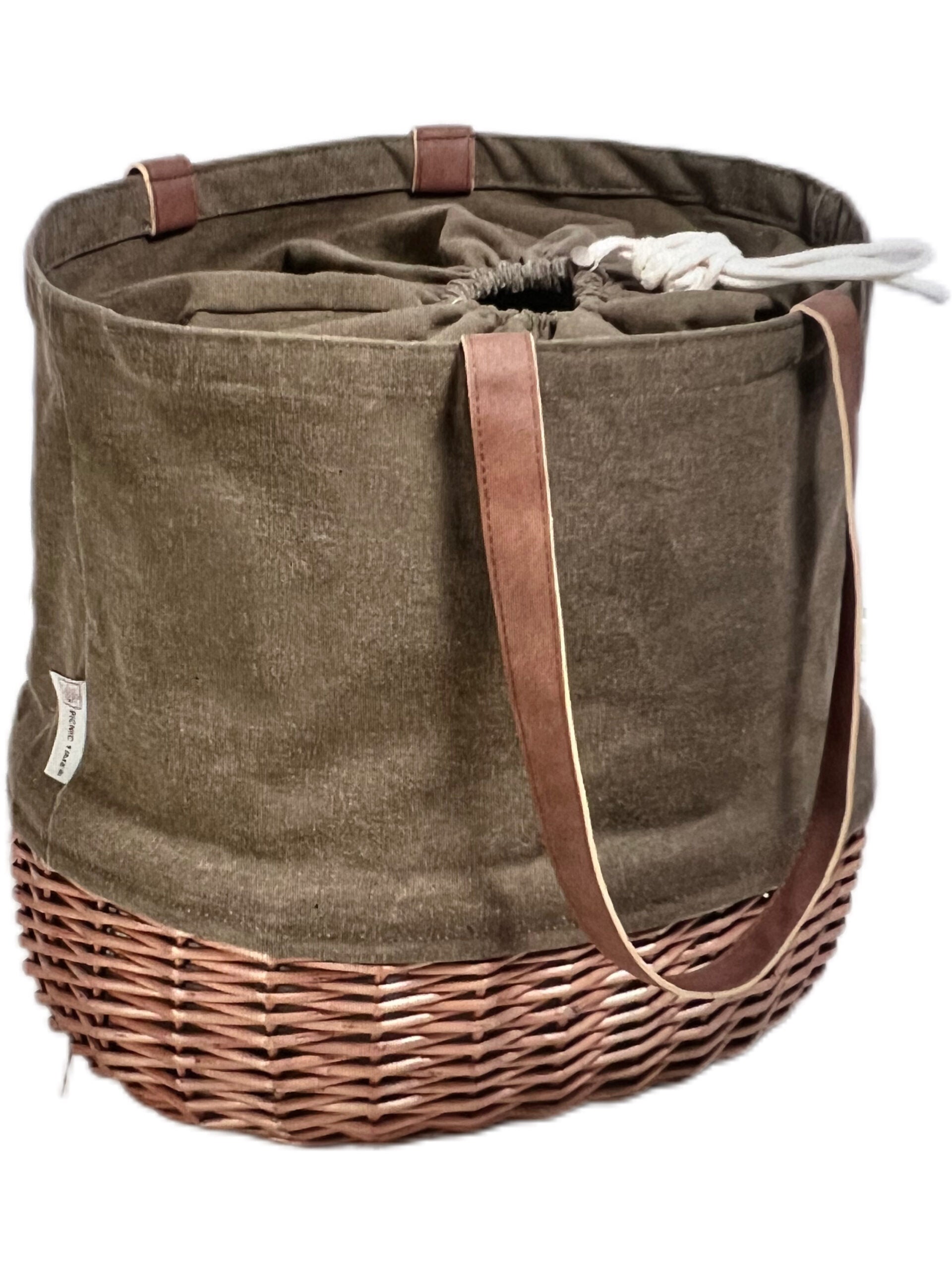 Field Traditions Canvas and Willow Basket Tote - Olive