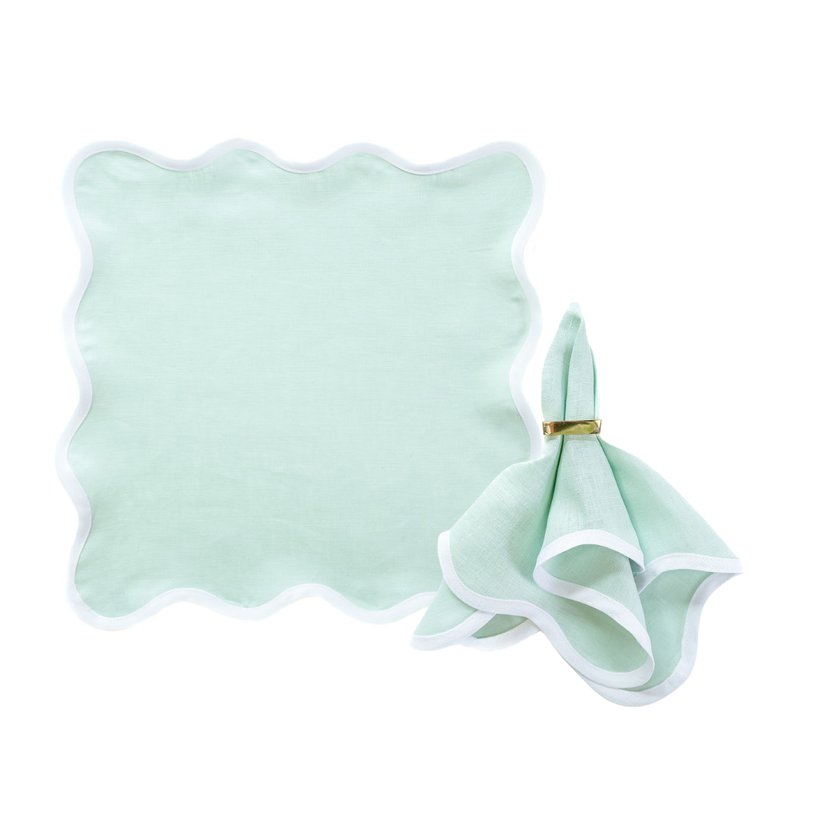 Linen Scalloped Square | Sage Green