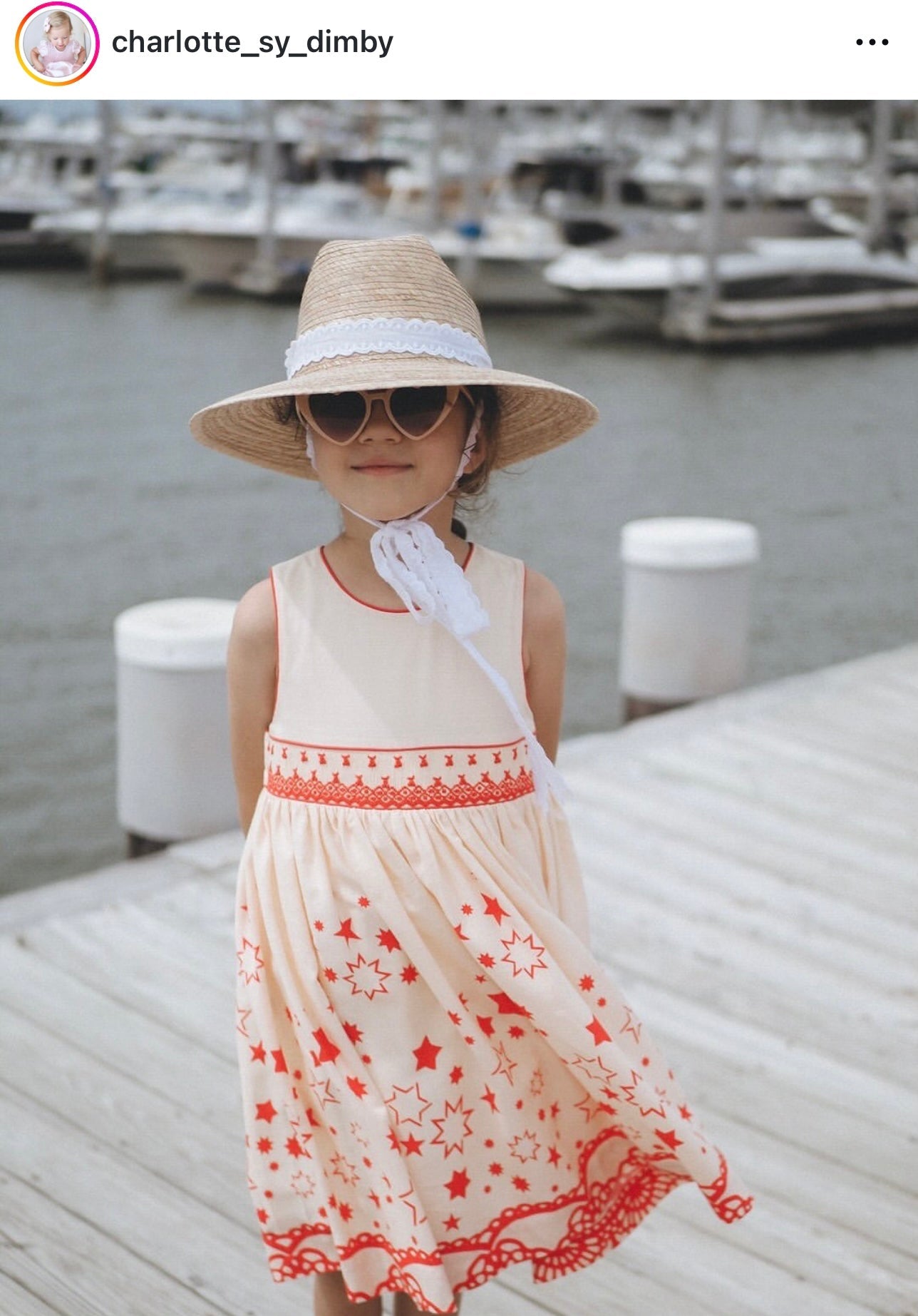 Petunia Girl's Sun Hat - Red Long Grosgrain Ribbon