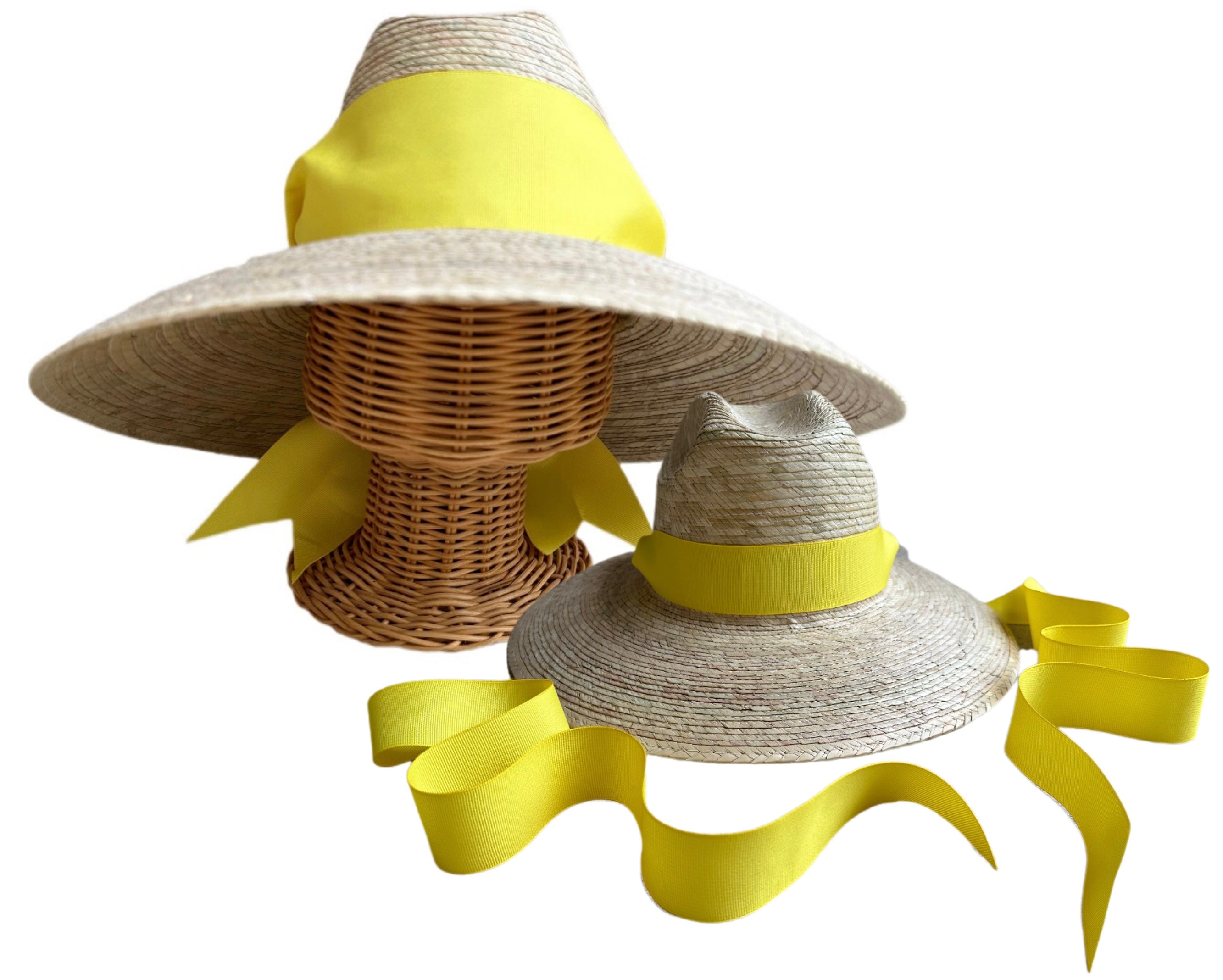 Petunia Girl's Sun Hat - Yellow Long Grosgrain Ribbon