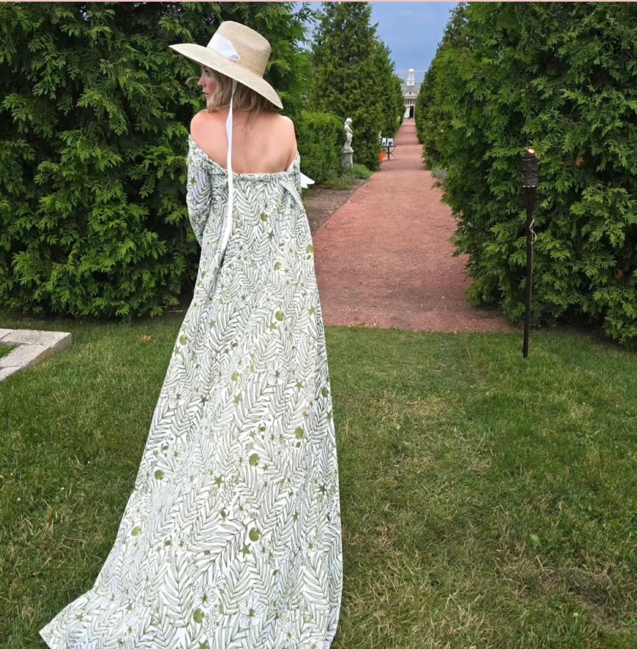 Hollyhock Sun Hat - Pink Marigold Block Print Hat Scarf