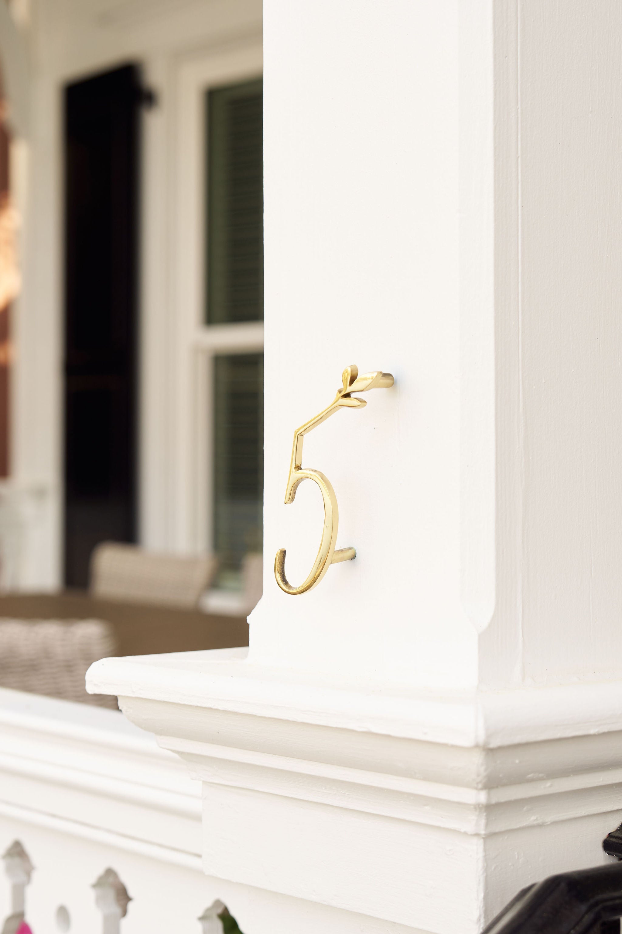 Leaf Flourish Brass House Numbers