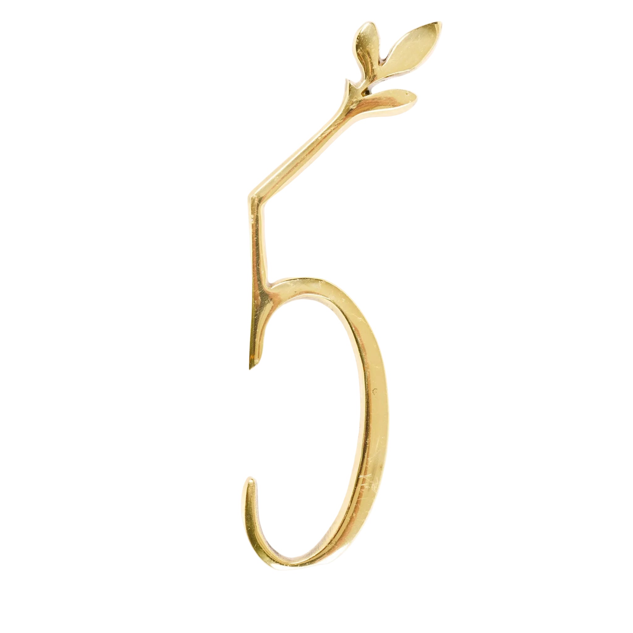 Leaf Flourish Brass House Numbers