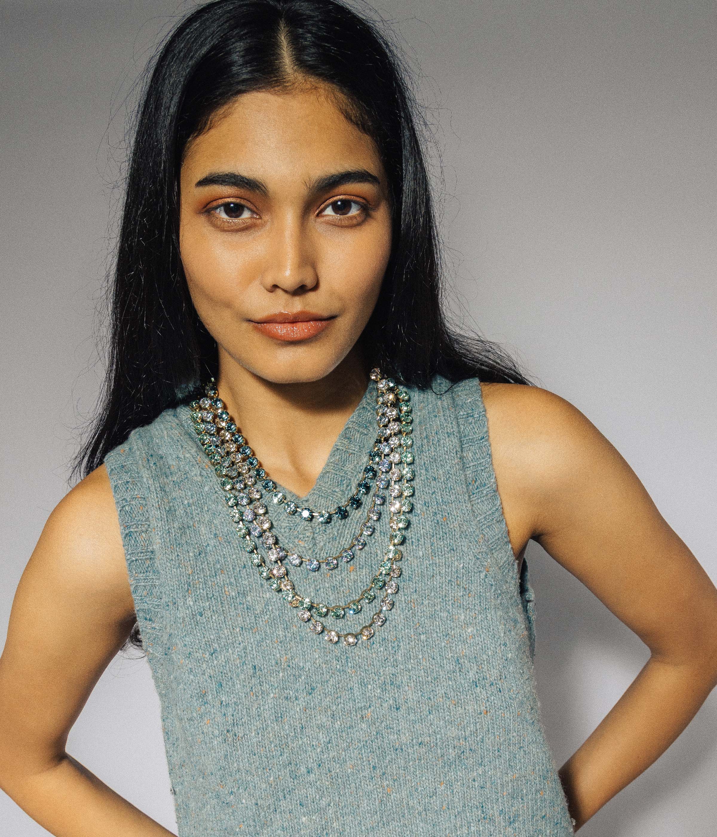 Arista Slider Necklace in Crystal