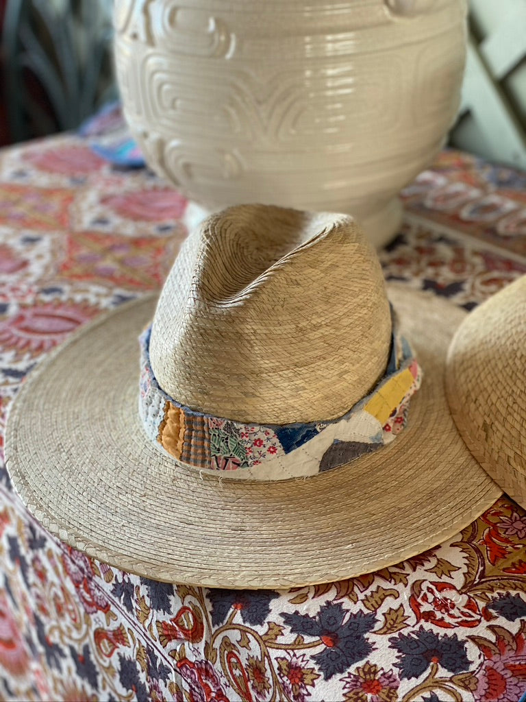Zinnia Sun Hat - Blue Thistle Block Print Hat Scarf