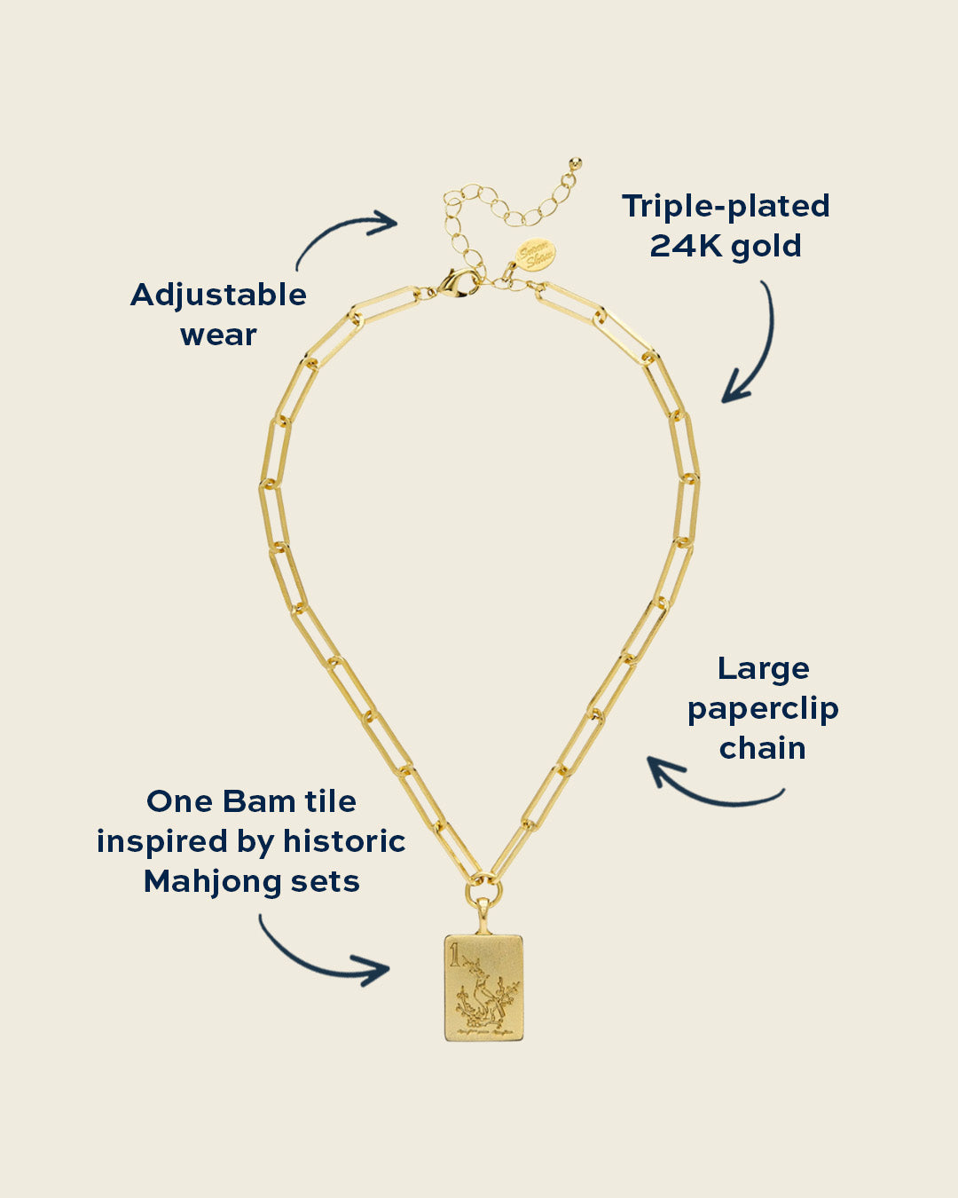 Bird Bam Mahjong Large Paperclip Necklace