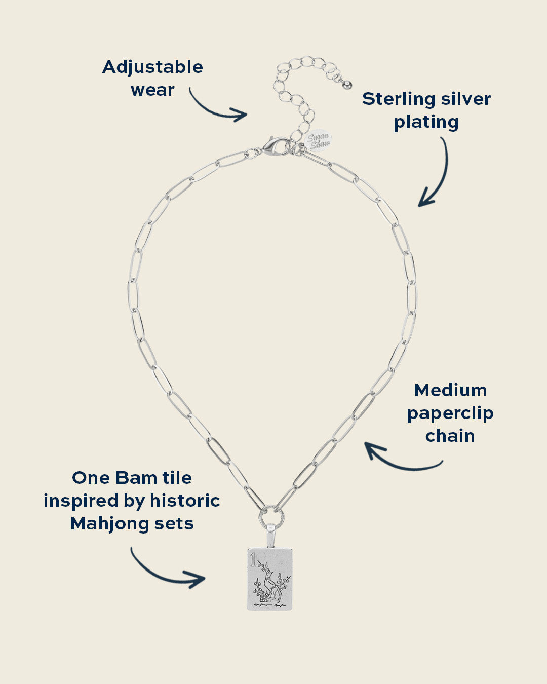 Bird Bam Mahjong Medium Paperclip Necklace
