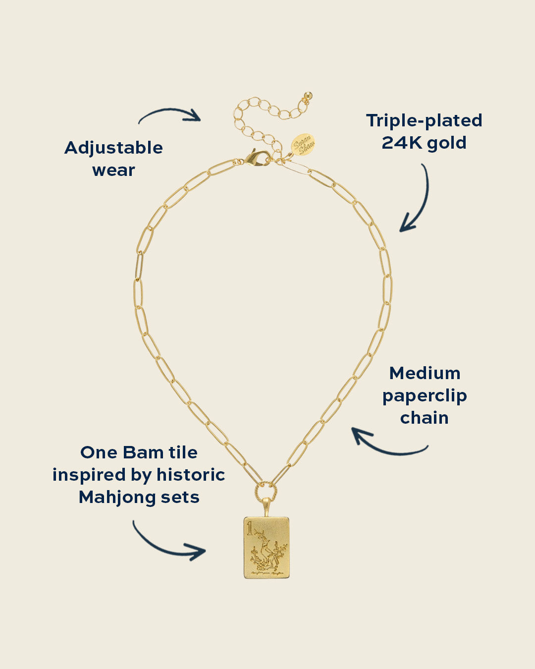 Bird Bam Mahjong Medium Paperclip Necklace