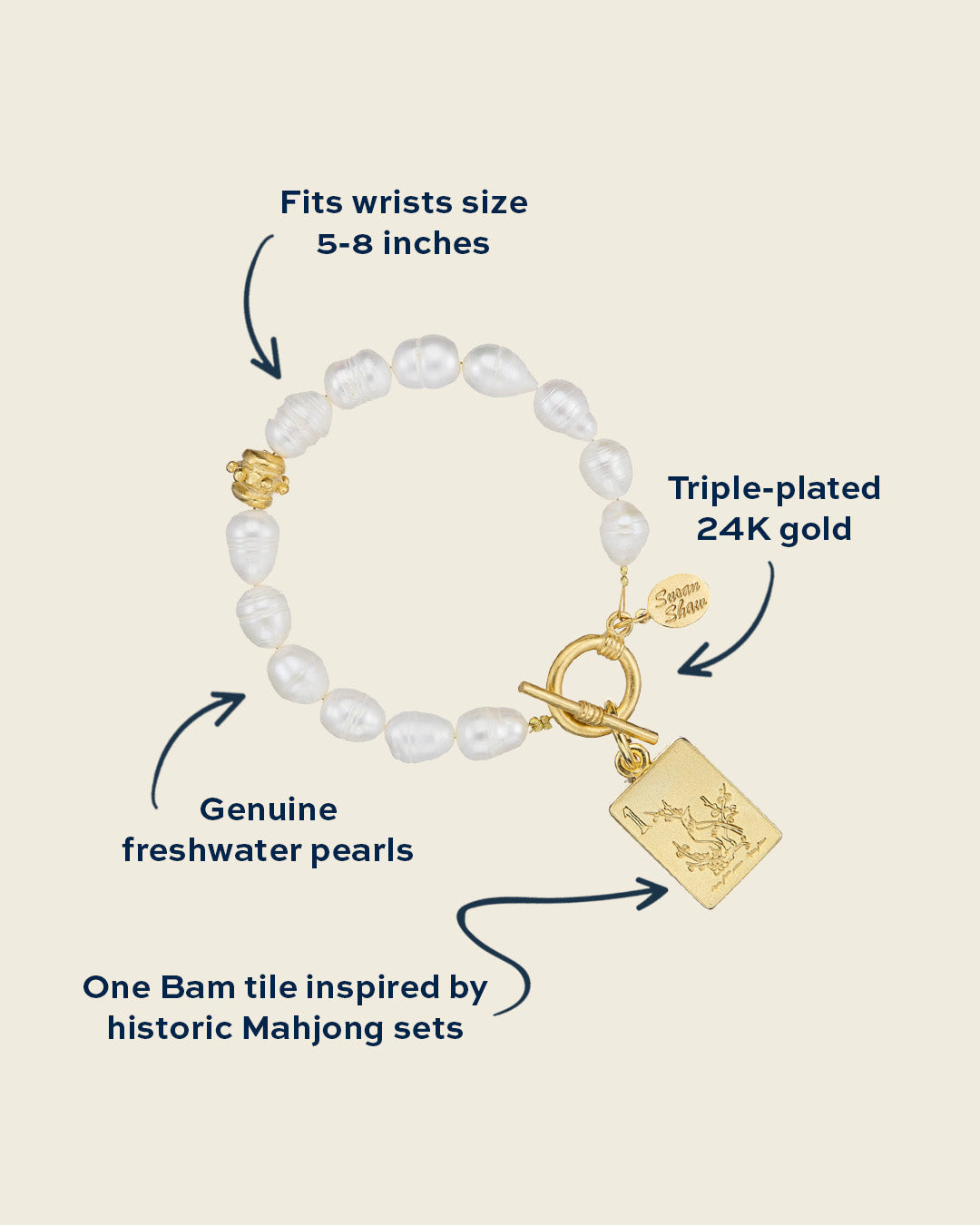 Bird Bam Mahjong Pearl Bracelet