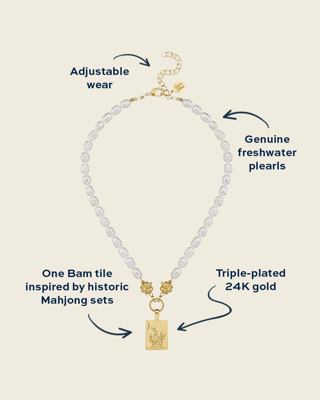 Bird Bam Mahjong Pearl Necklace