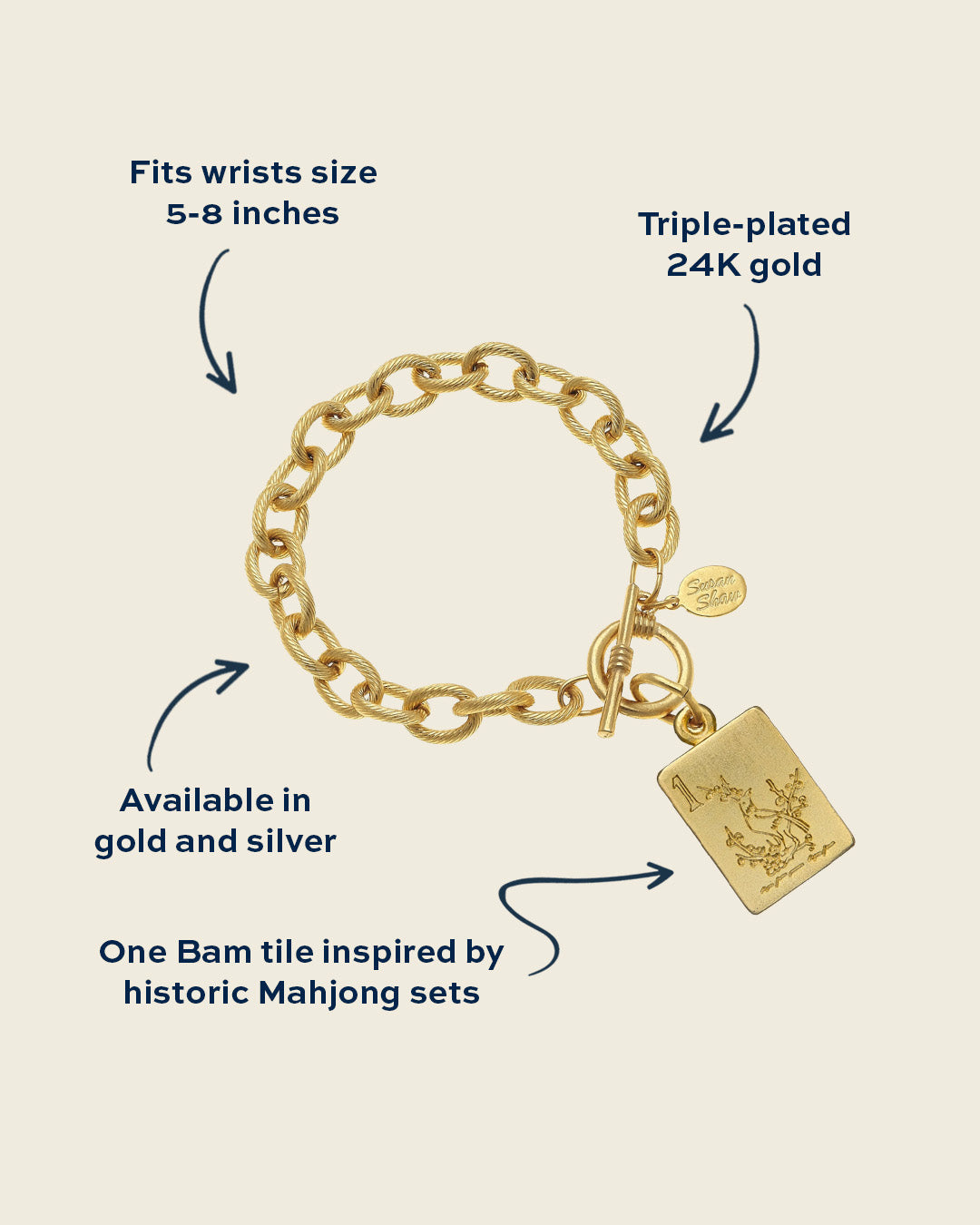 Bird Bam Mahjong Toggle Bracelet