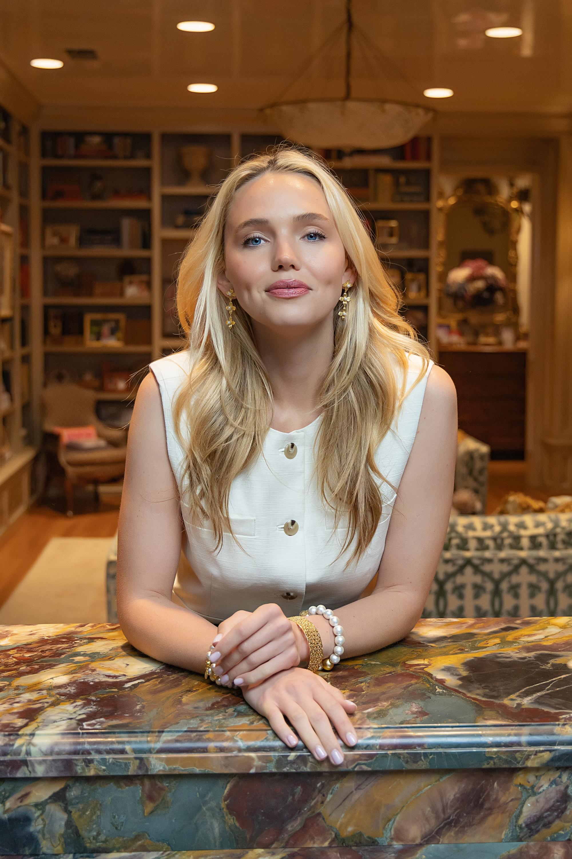 Bloom Gold & Pearl Triple Earrings