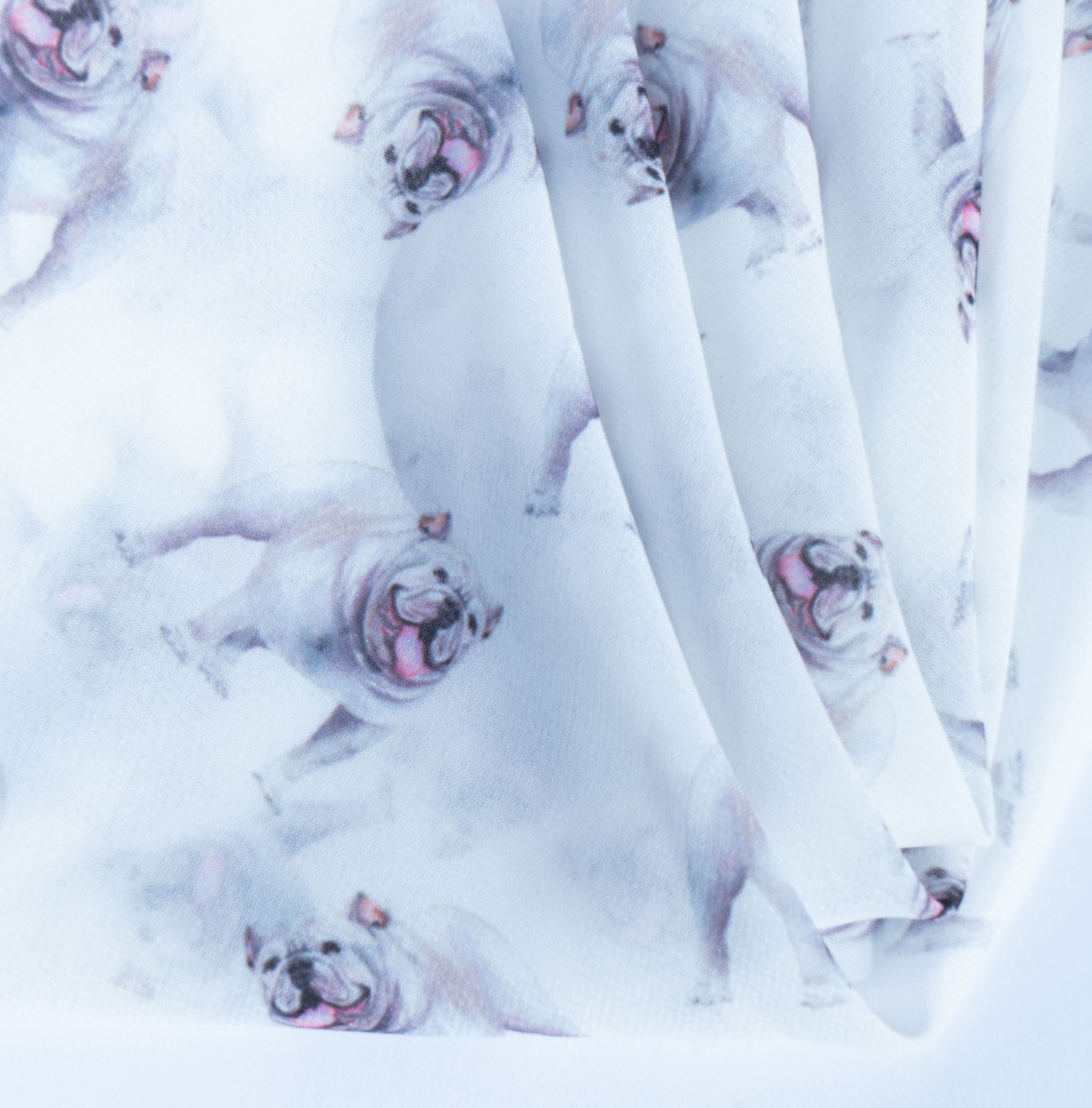 Bulldog Chiffon Scarf | 20" Square Scarf