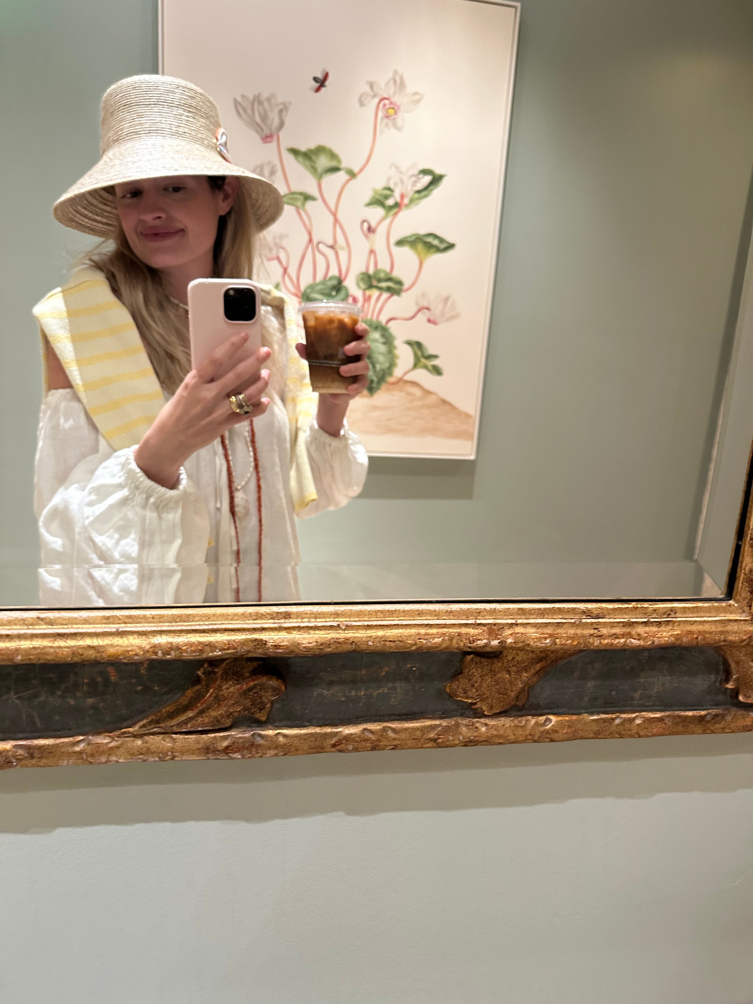 Clematis Bucket Hat - Pink Marigold Block Print Hat Scarf