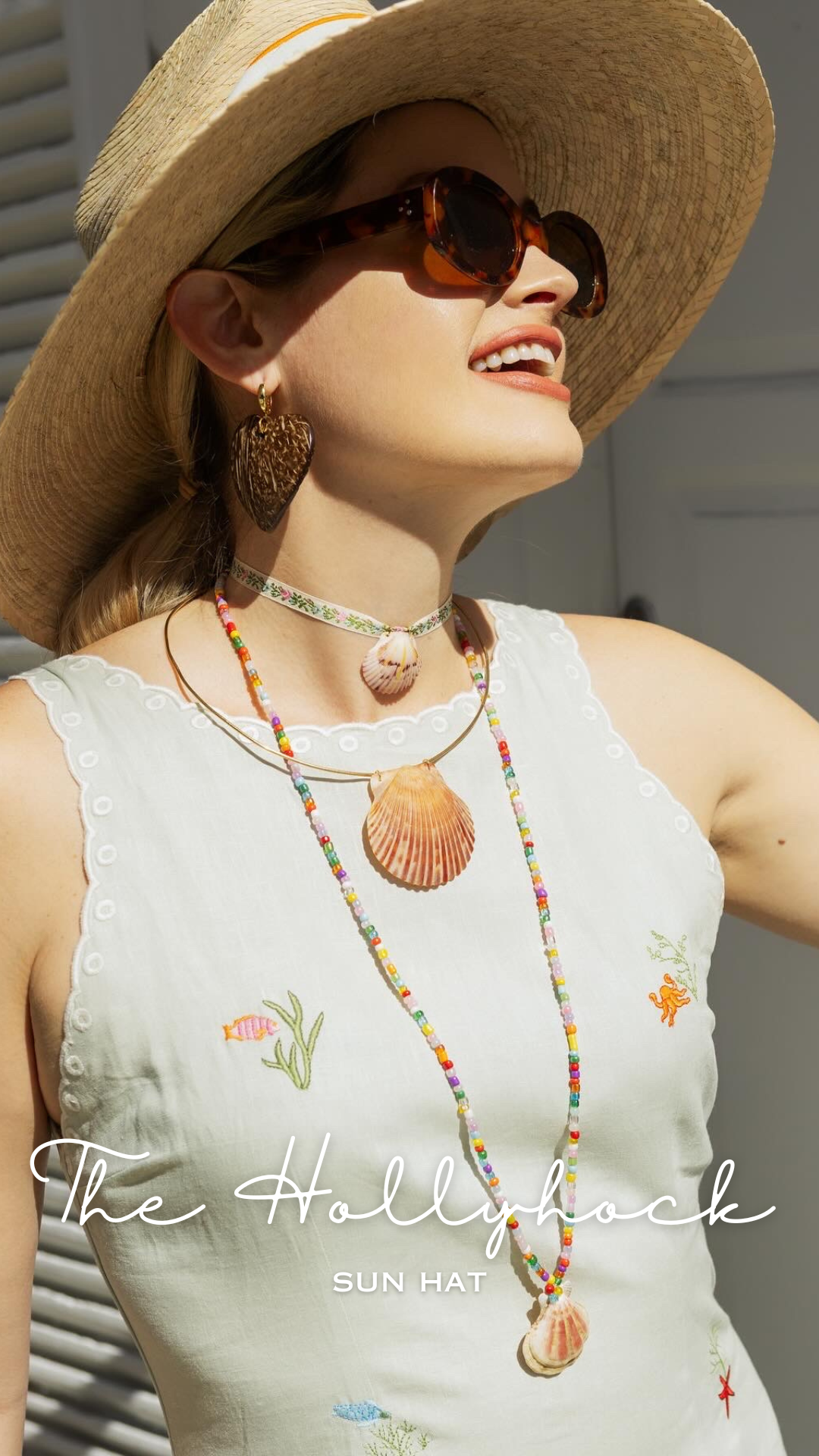 Hollyhock Sun Hat - Vintage Red and White Embroidered Ribbon