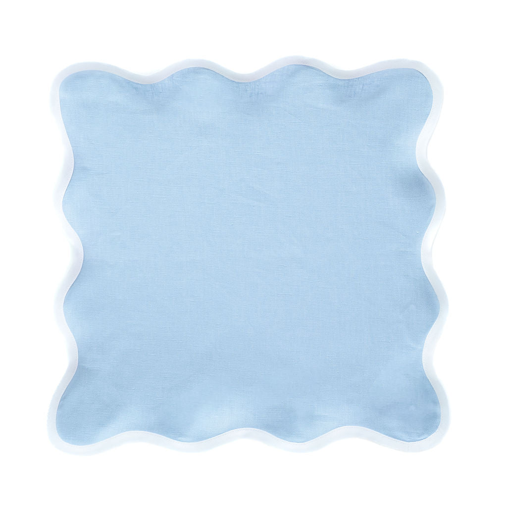 Linen Scalloped Square | Cornflower Blue