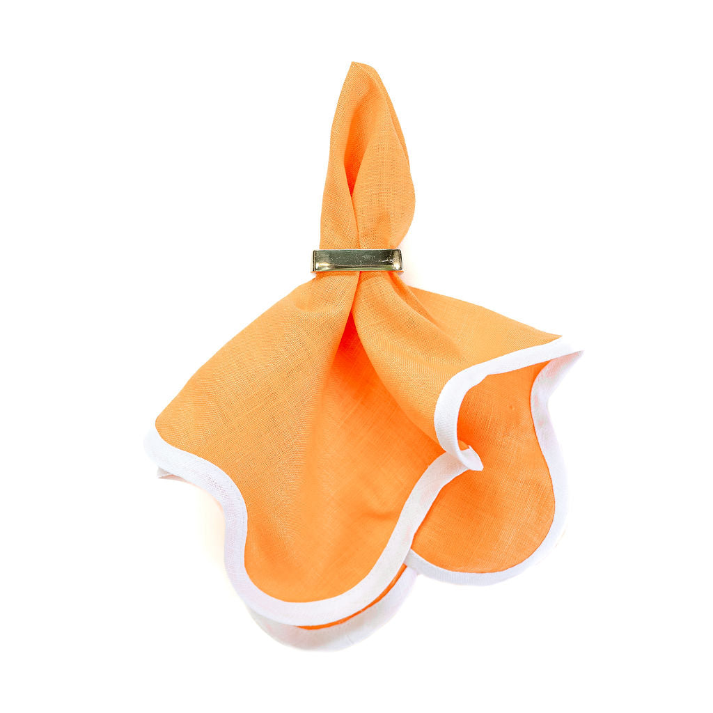 Linen Scalloped Square | Tangerine