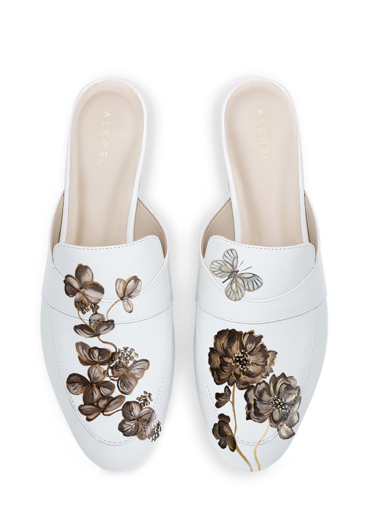Coffee Flowers White Mule