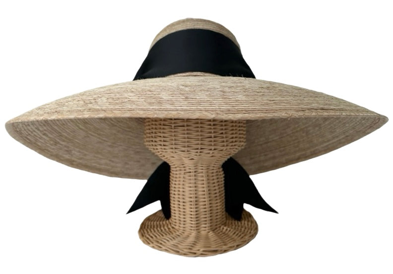 Daisy Sun Hat - Wide & Short Black Grosgrain Ribbon