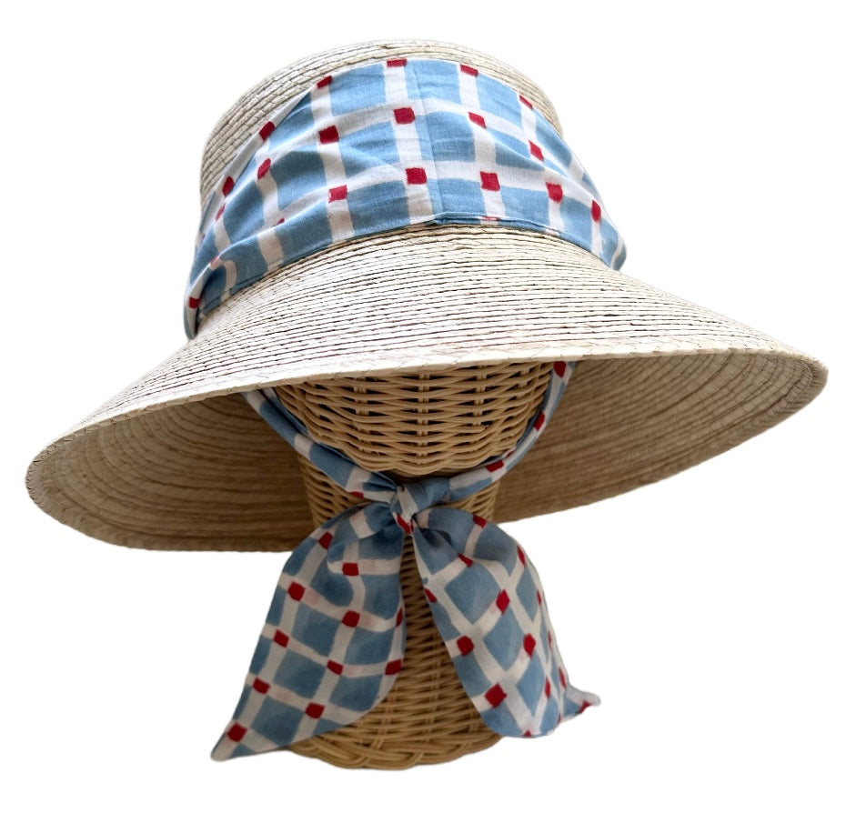 Check Block Print Hat Scarf