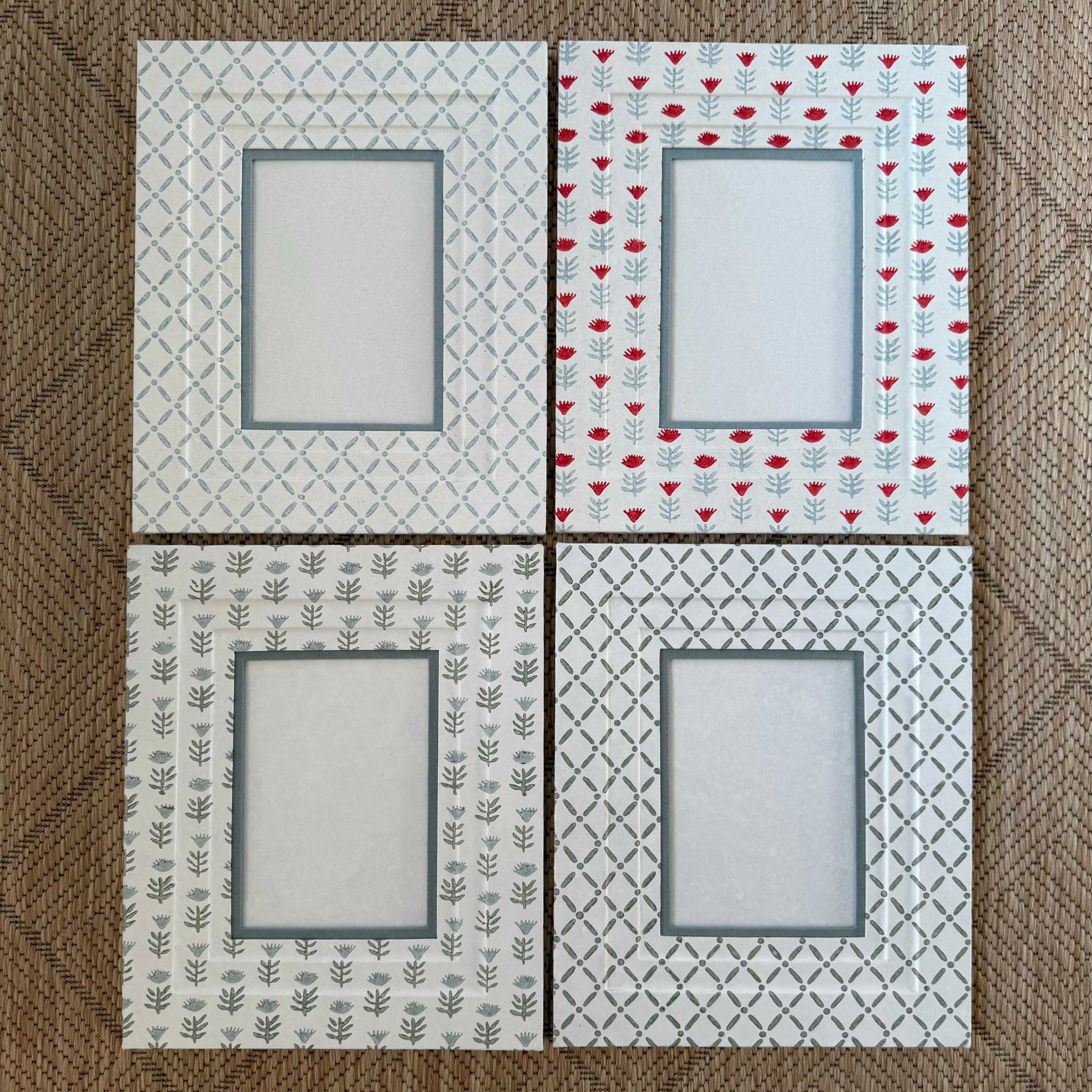 Block Printed Picture Frame in Claire Serene