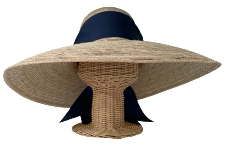 Daisy Sun Hat - Wide & Short Navy Grosgrain Ribbon