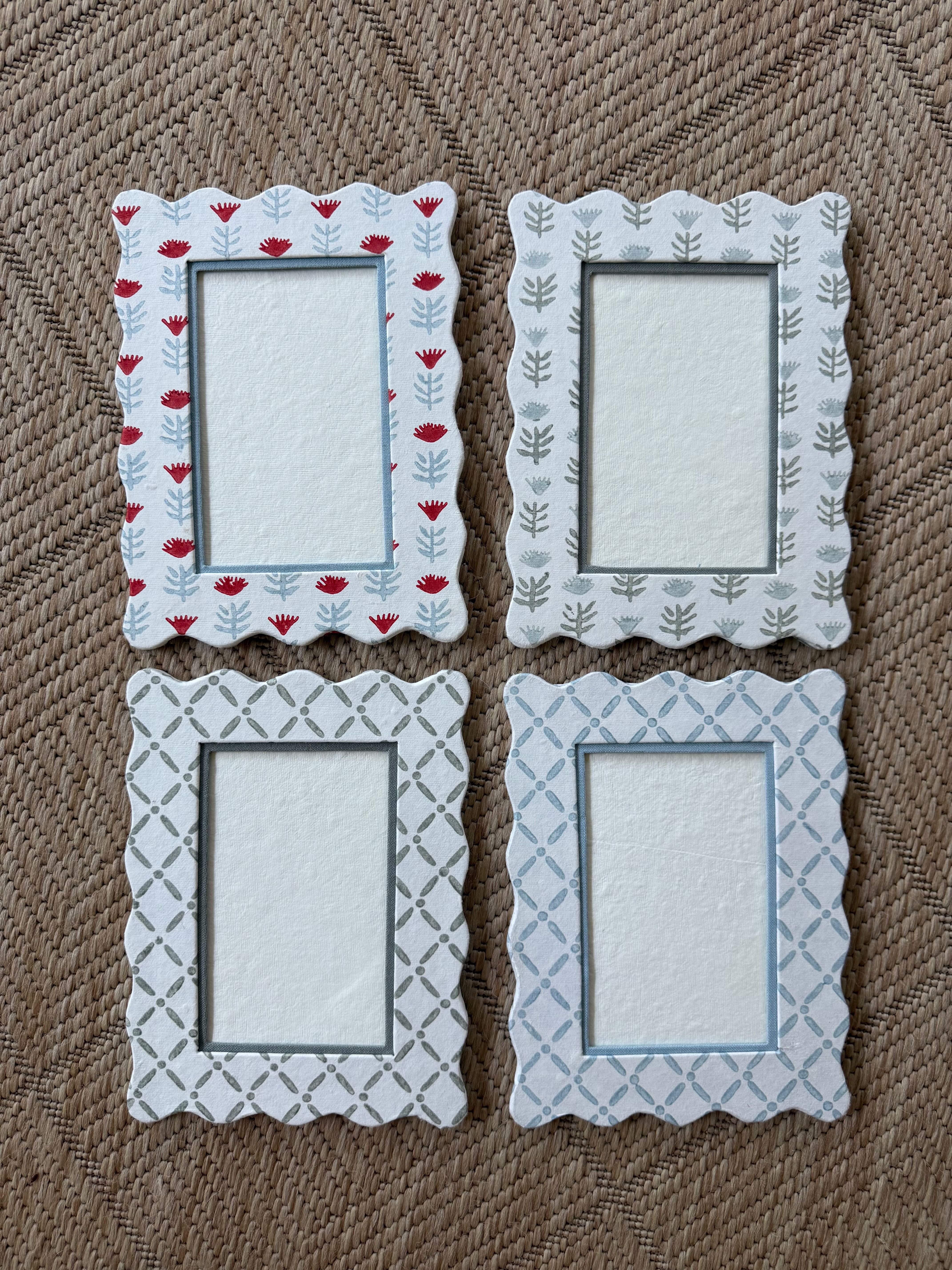 4x6 Block Printed Frame - Croix Green