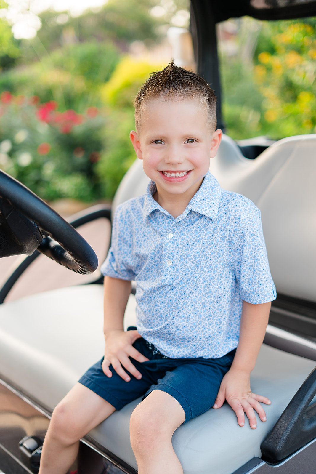 Little Jack "Botanical Blue" Kids Golf Polo