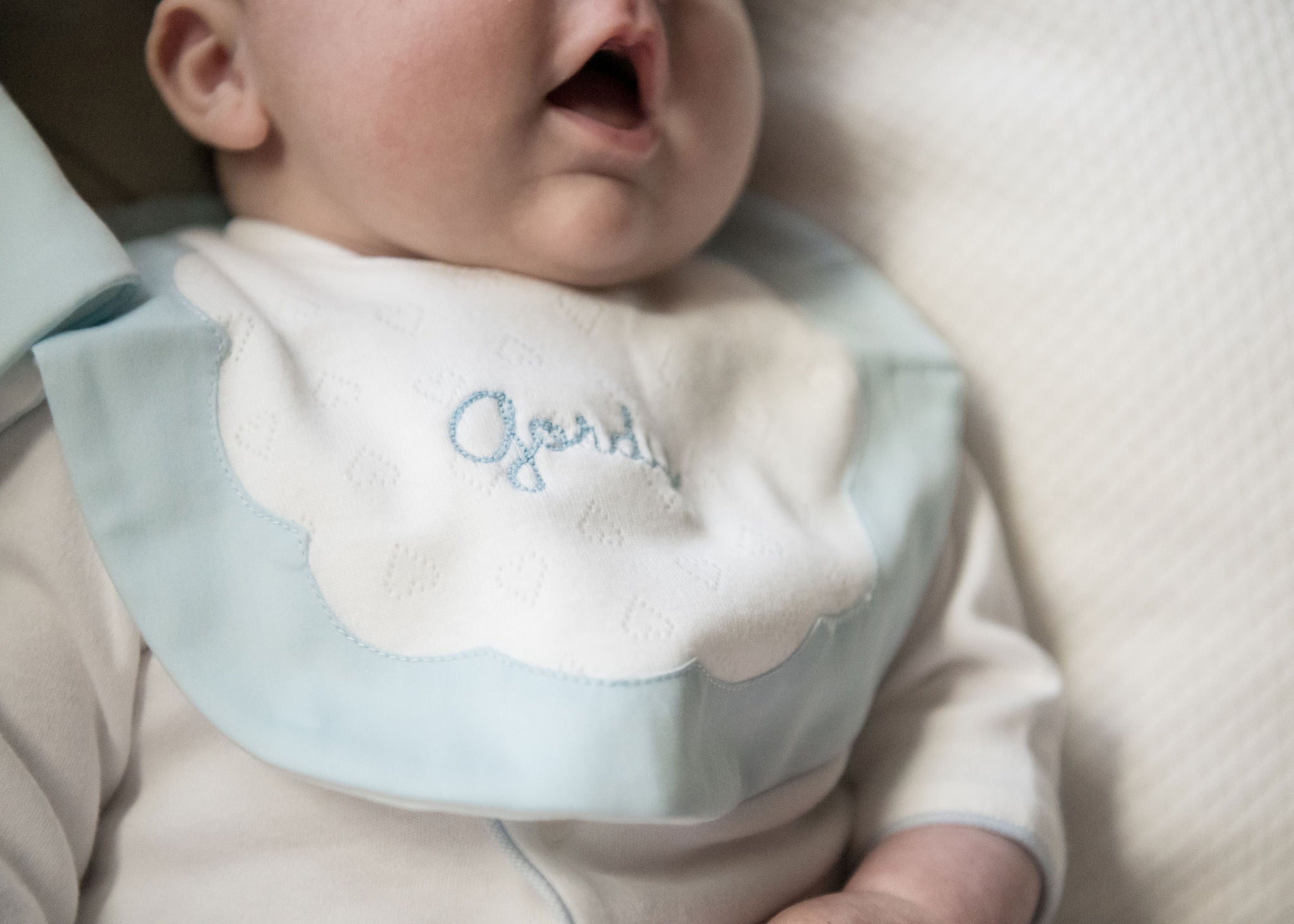 Baby Scalloped Heart Cotton Bib & Burp Set