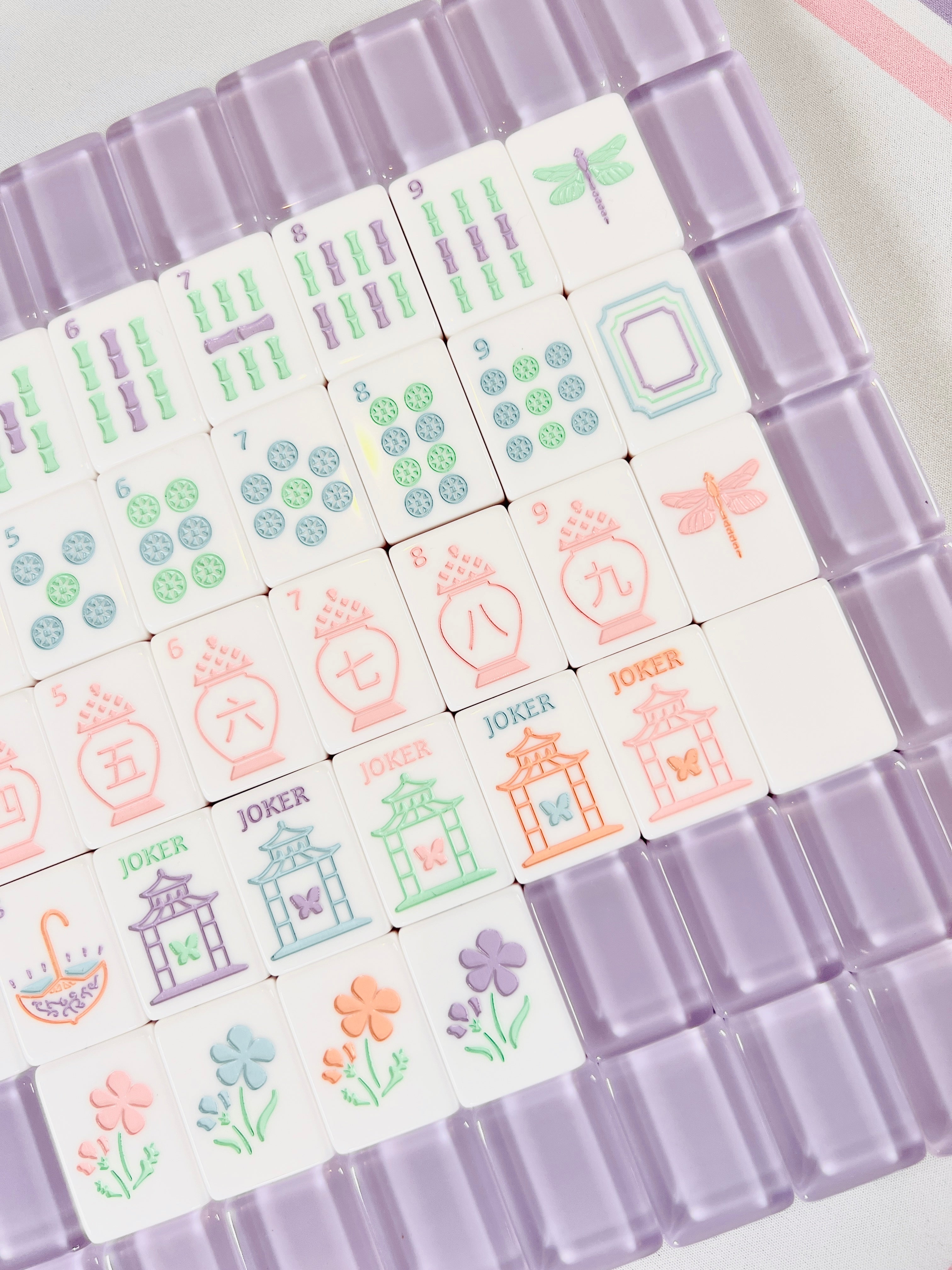 Garden Party Mahjong Tiles and Matching Mat