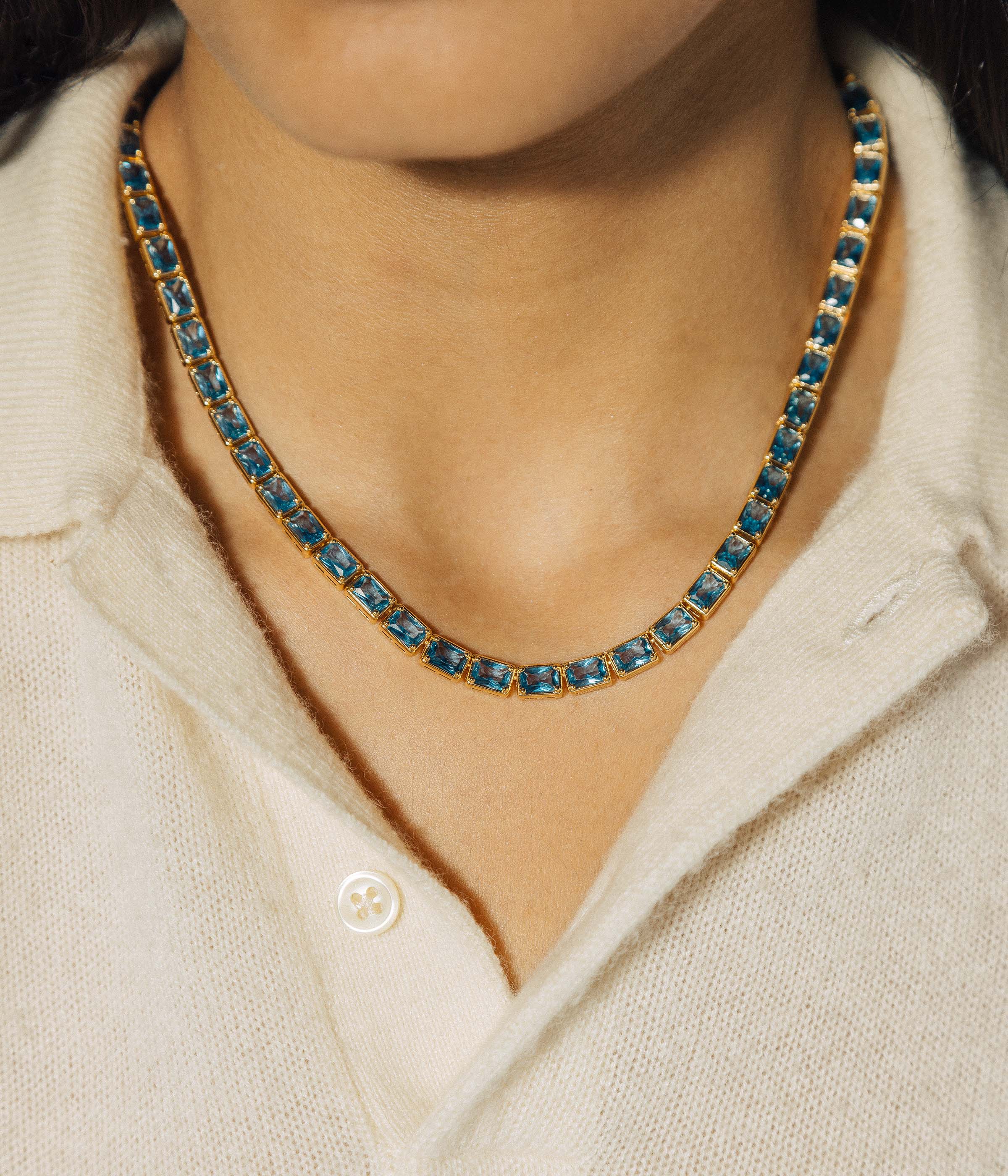 Liza Slider Necklace in Smoked Sapphire