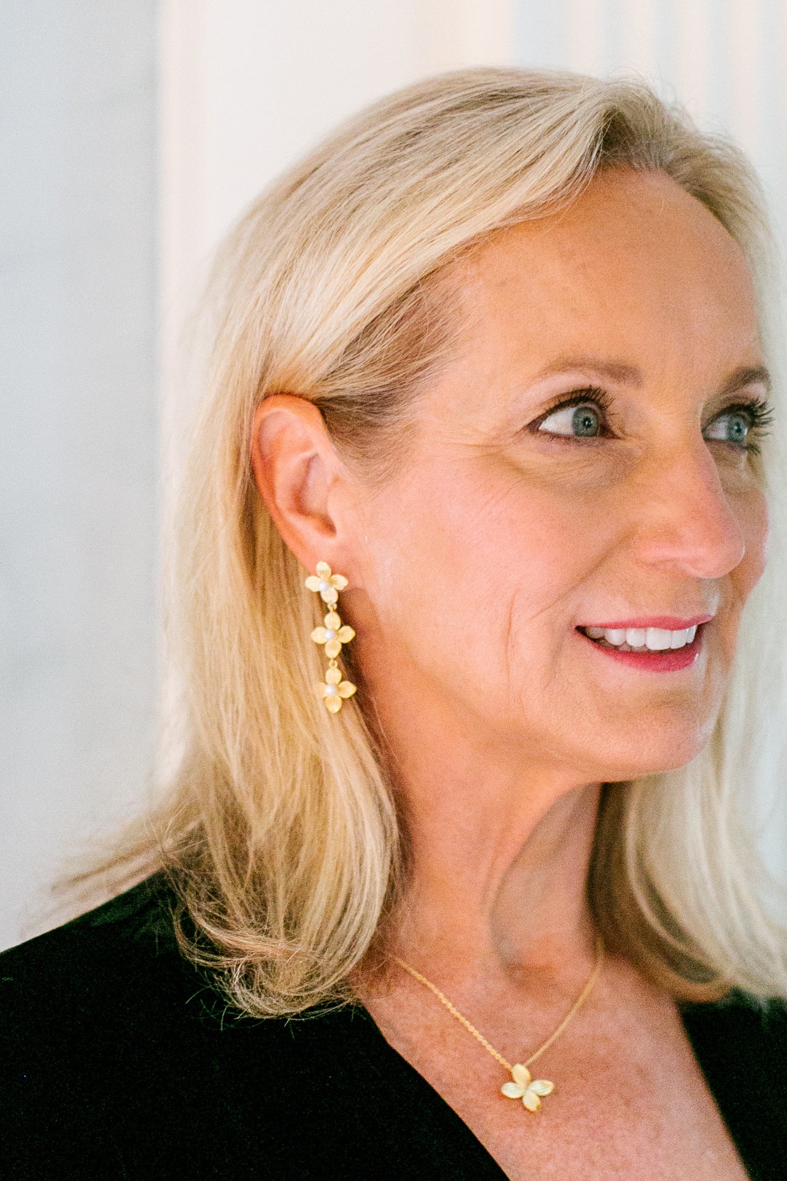 Bloom Gold & Pearl Triple Earrings