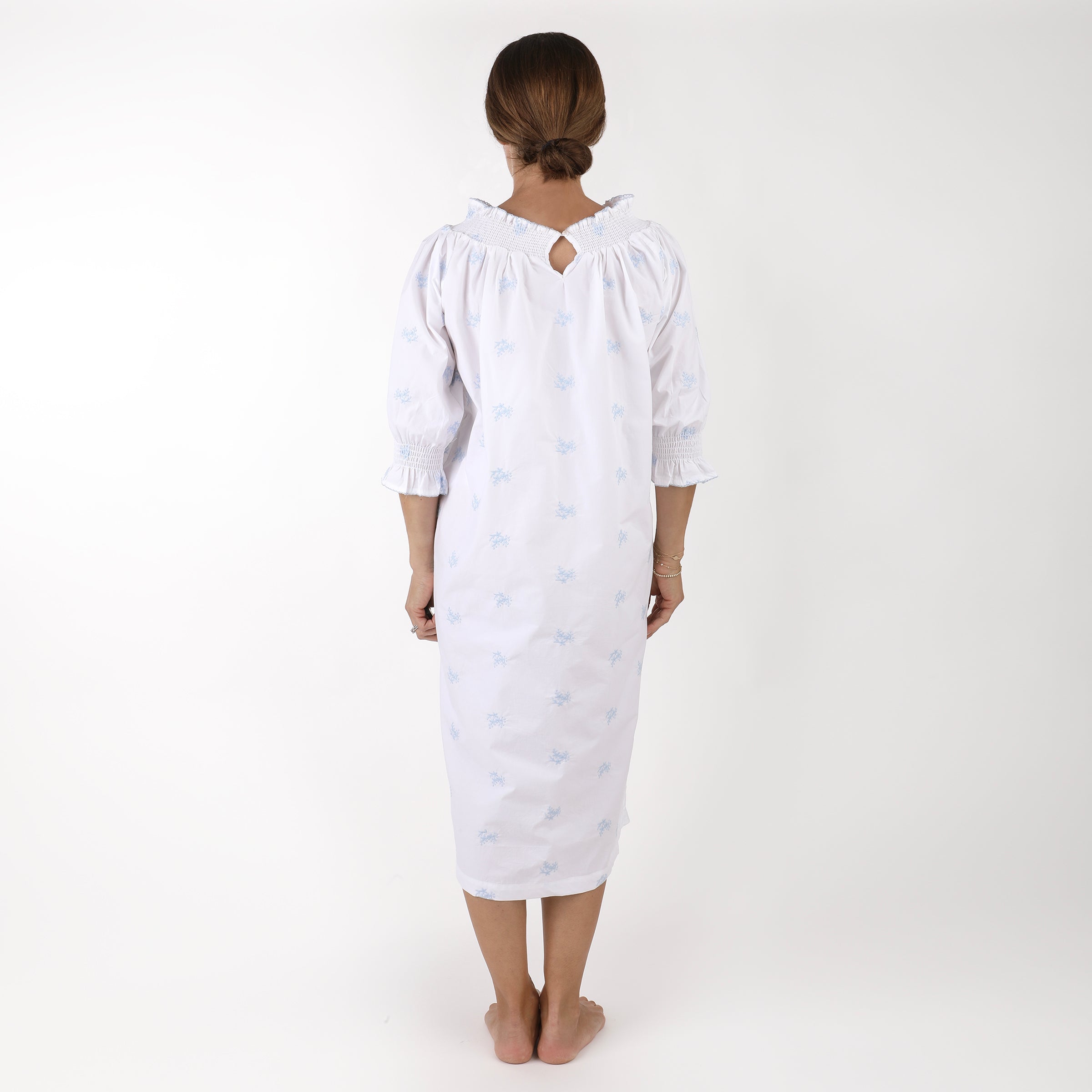 NANCY COTTON EMBROIDERED LONG SLEEVE NIGHTGOWN
