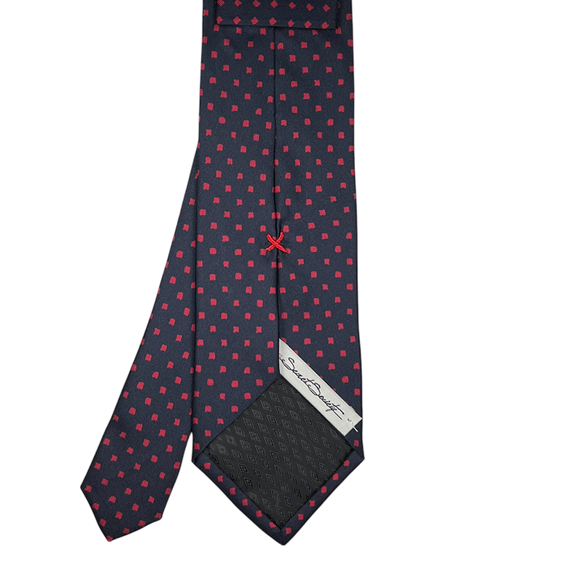 Tie - Navy w/ Red Abstract Toast Squares