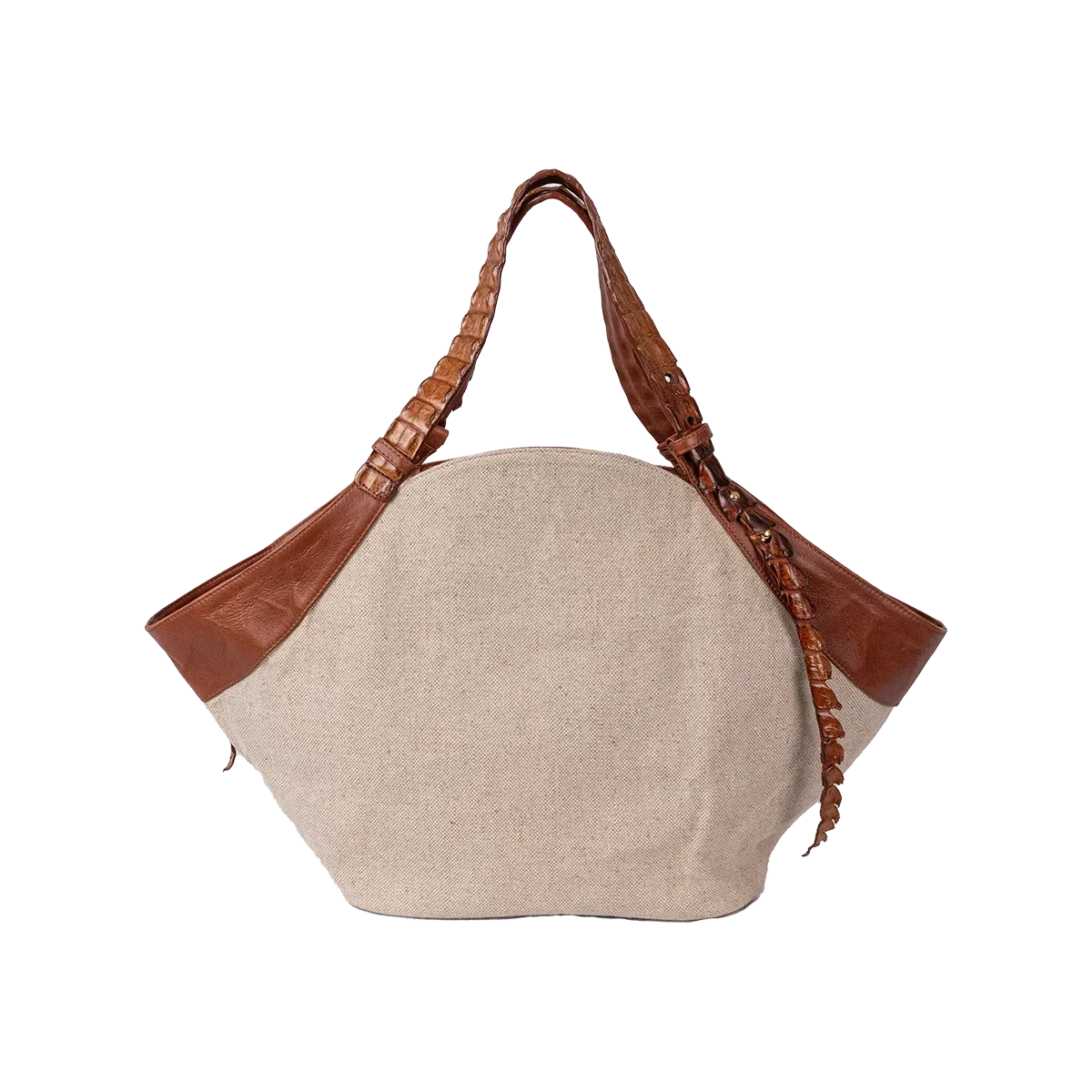 Petite Mont Rochelle Tote in Natural with Crocodile Tail Accent