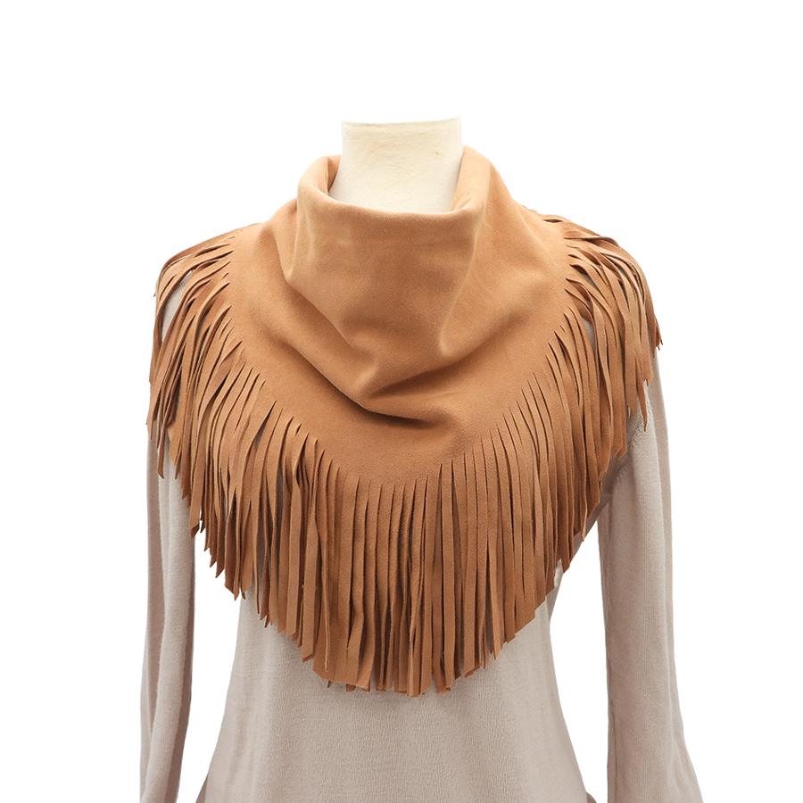 Texas Cowboy Fringe Collar in Palomino Tan Suede Color